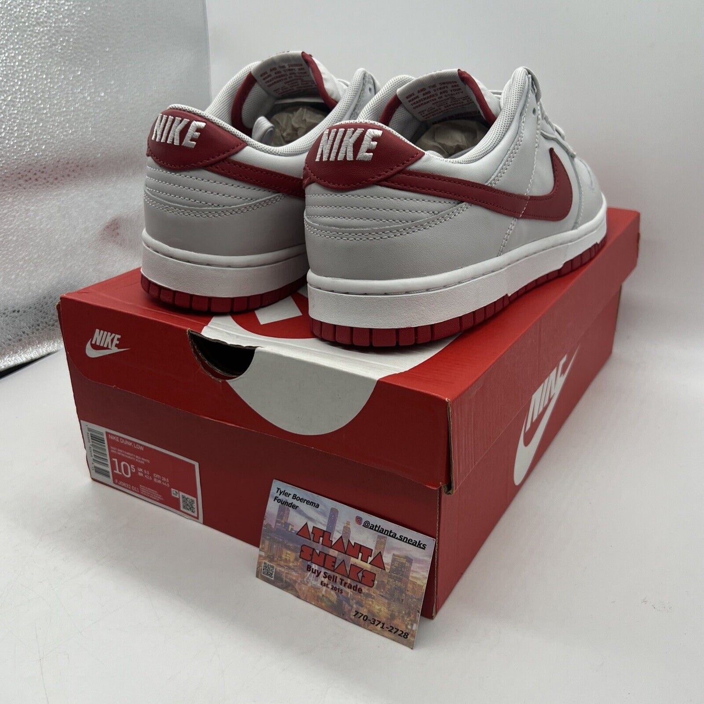 Size 10.5 - Nike Dunk Low Vast Grey Varsity Red Brand New Og All