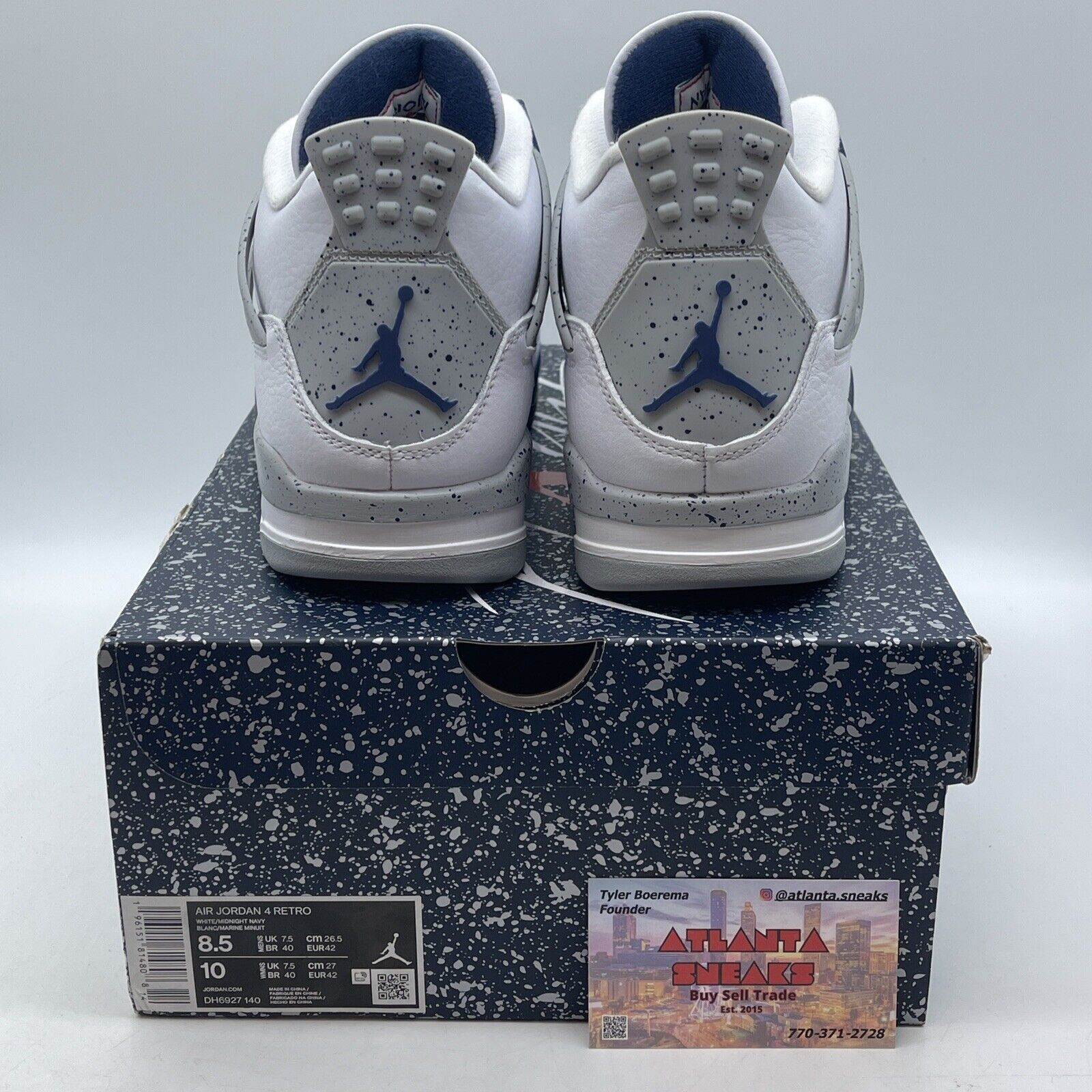 Size 8.5 - Jordan 4 Retro Mid Midnight Navy White Grey Leather (DH6927-140)