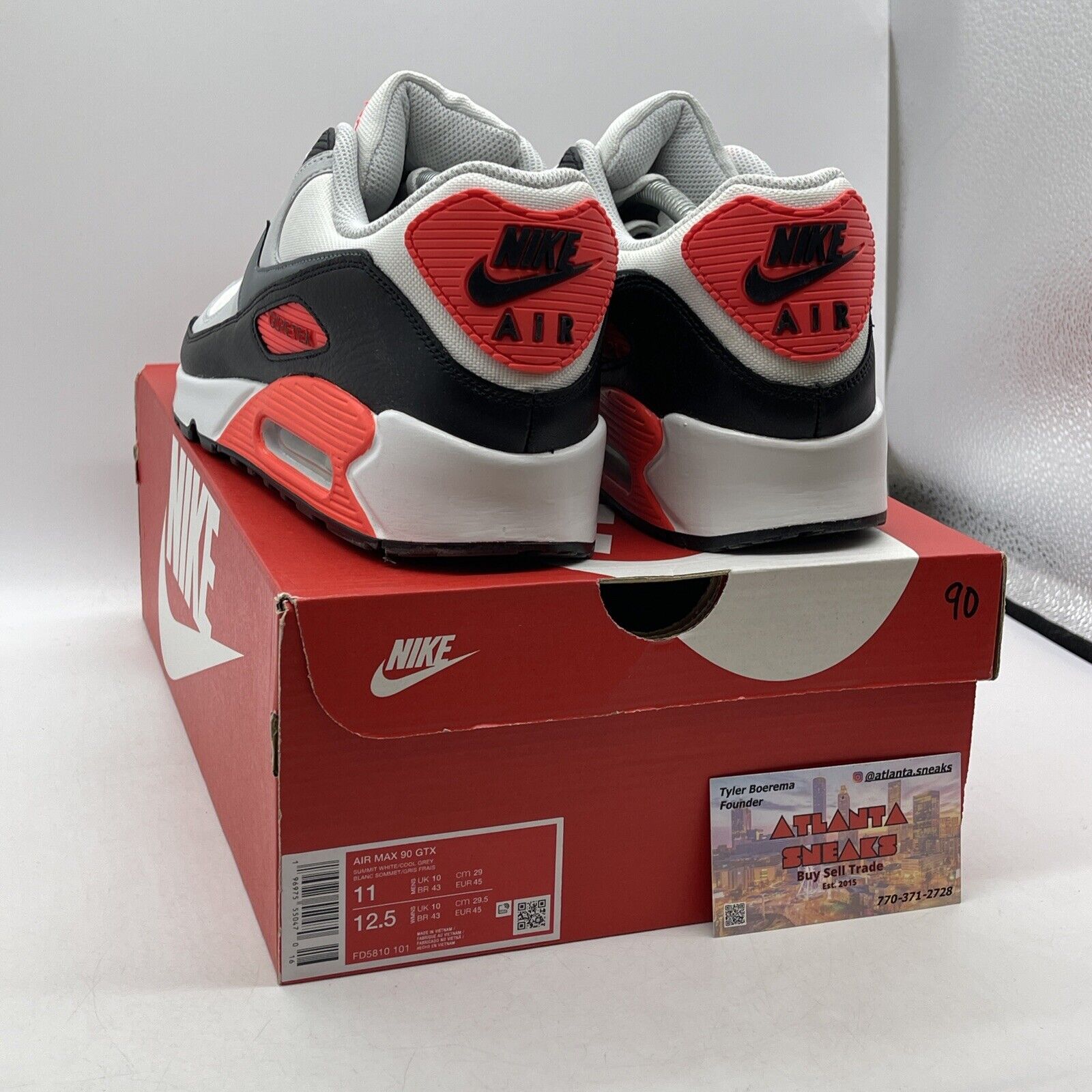 Size 11 - Nike Air Max 90 Gore-Tex Infrared  White Leather suede  (FD5810-101)