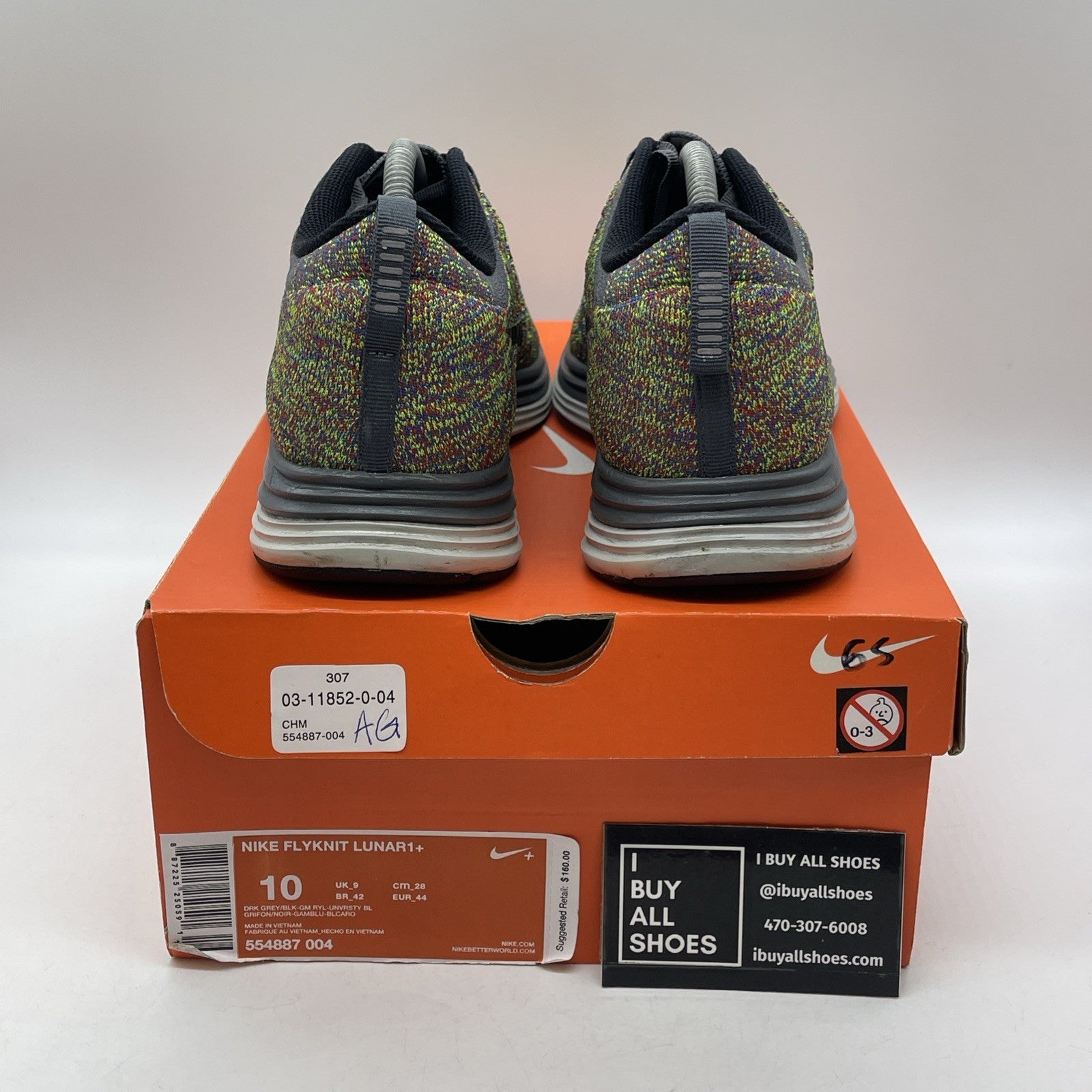 Size 10 - Nike Flyknit Lunar 1+ Dark Grey Green Black Suede (554887-004)