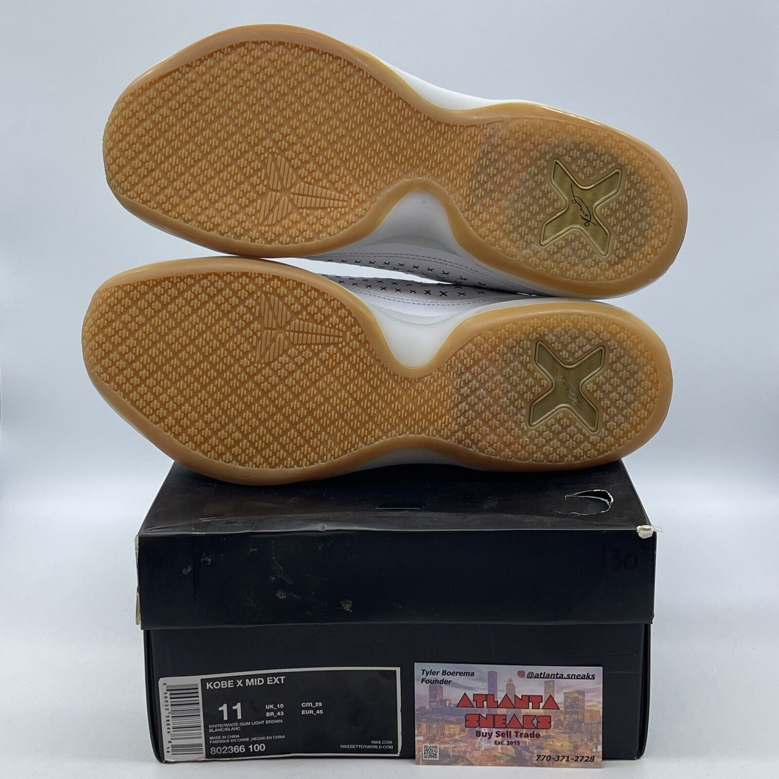 Size 11 - Nike Kobe 10 EXT Mid White Gum Gold Leather (802366-100)