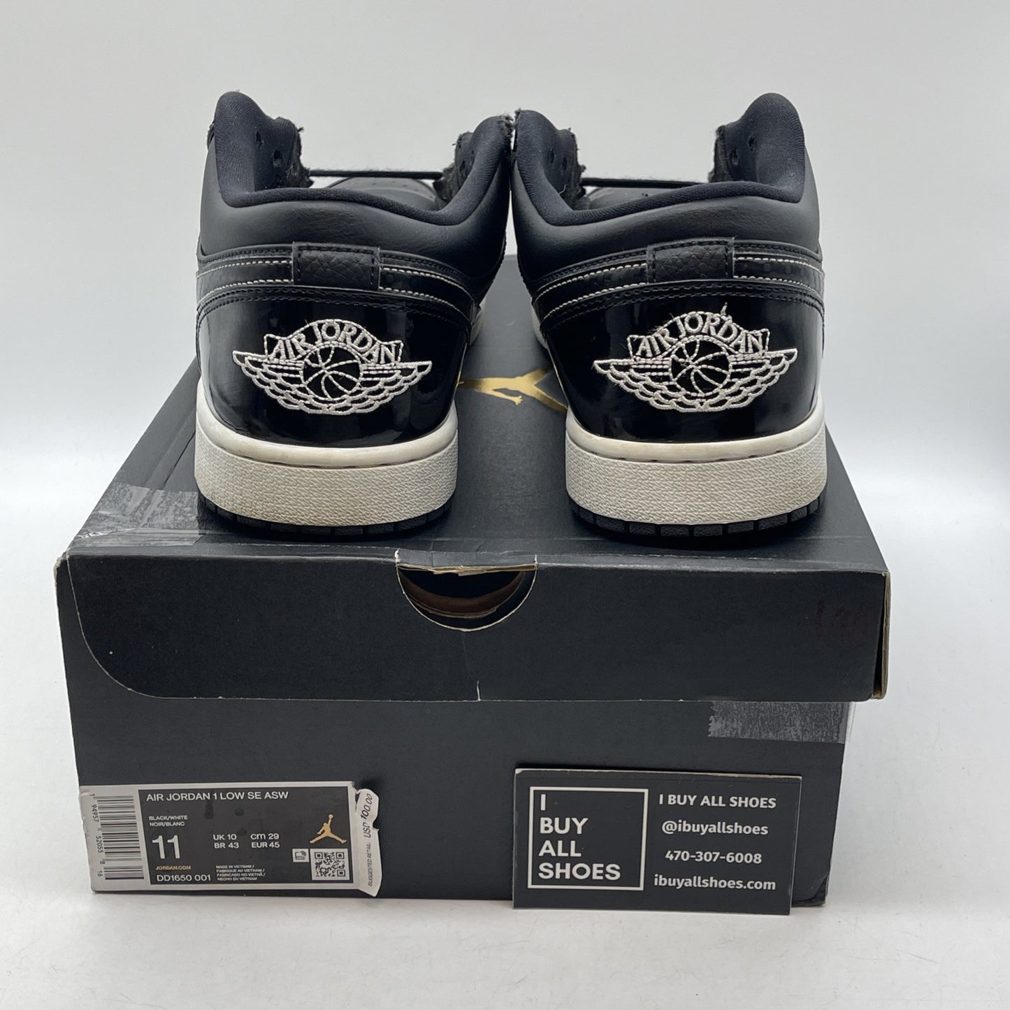 Size 11 - Air Jordan 1 Low All Star 2021 Black Leather (DD1650-001)