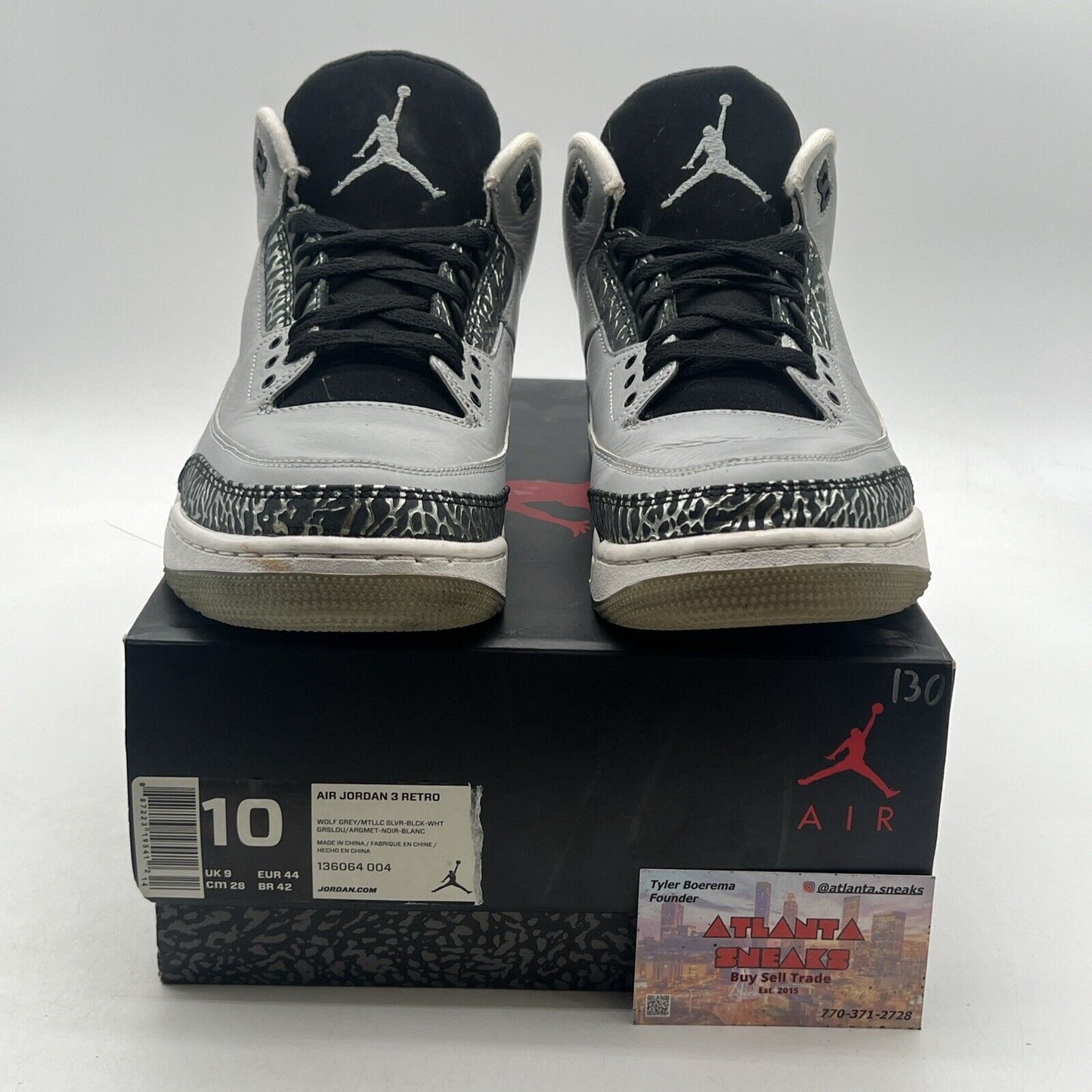 Size 10 - Air Jordan 3 Retro Wolf Grey (136064-004)