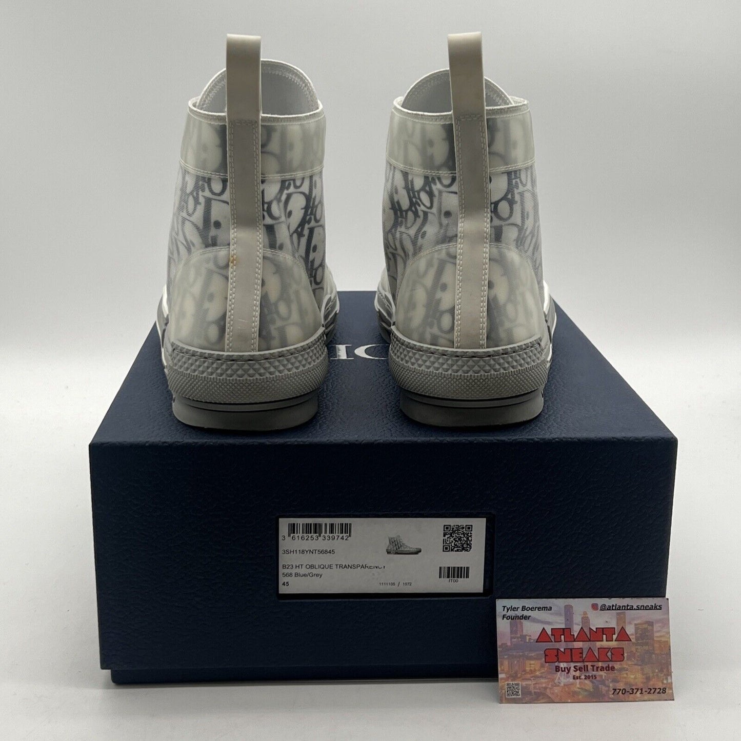 Size 11.5 - Dior B23 High Dior Oblique - Reflective Grey Navy (3SH118YNT-H568)