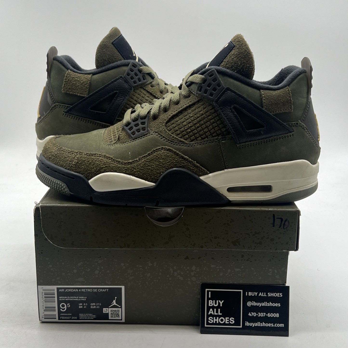 Size 9.5 - Air Jordan 4 SE Retro Low Craft - Olive (FB9927-200)