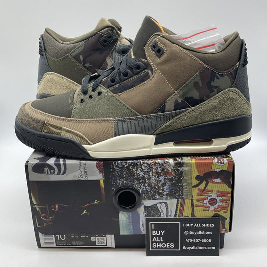 Size 10 - Jordan 3 Retro Patchwork 2021 Black Green Suede (DO1830-200)