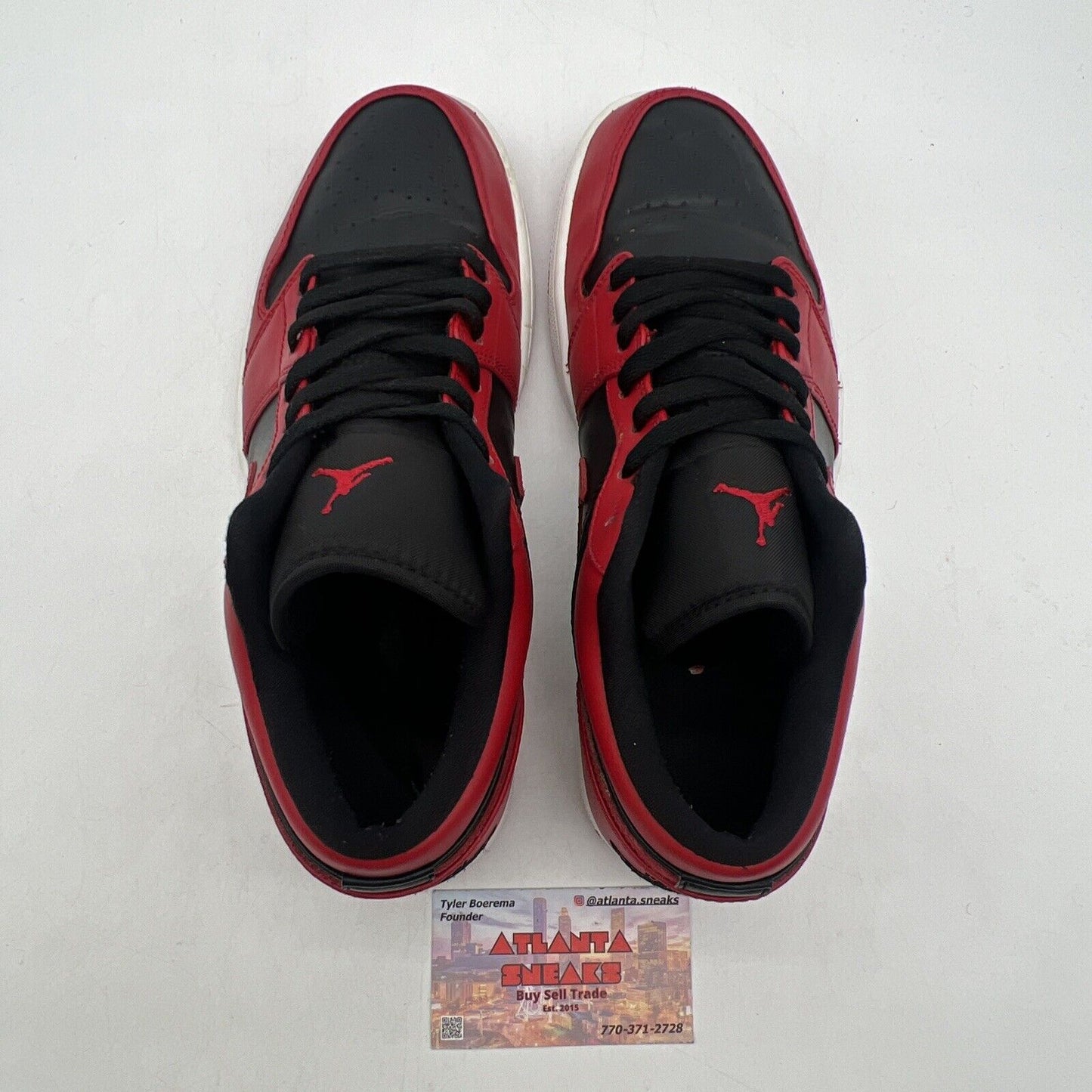 Size 9 - Air Jordan 1 Low Reverse Bred Black White Red Leather (553558-606)