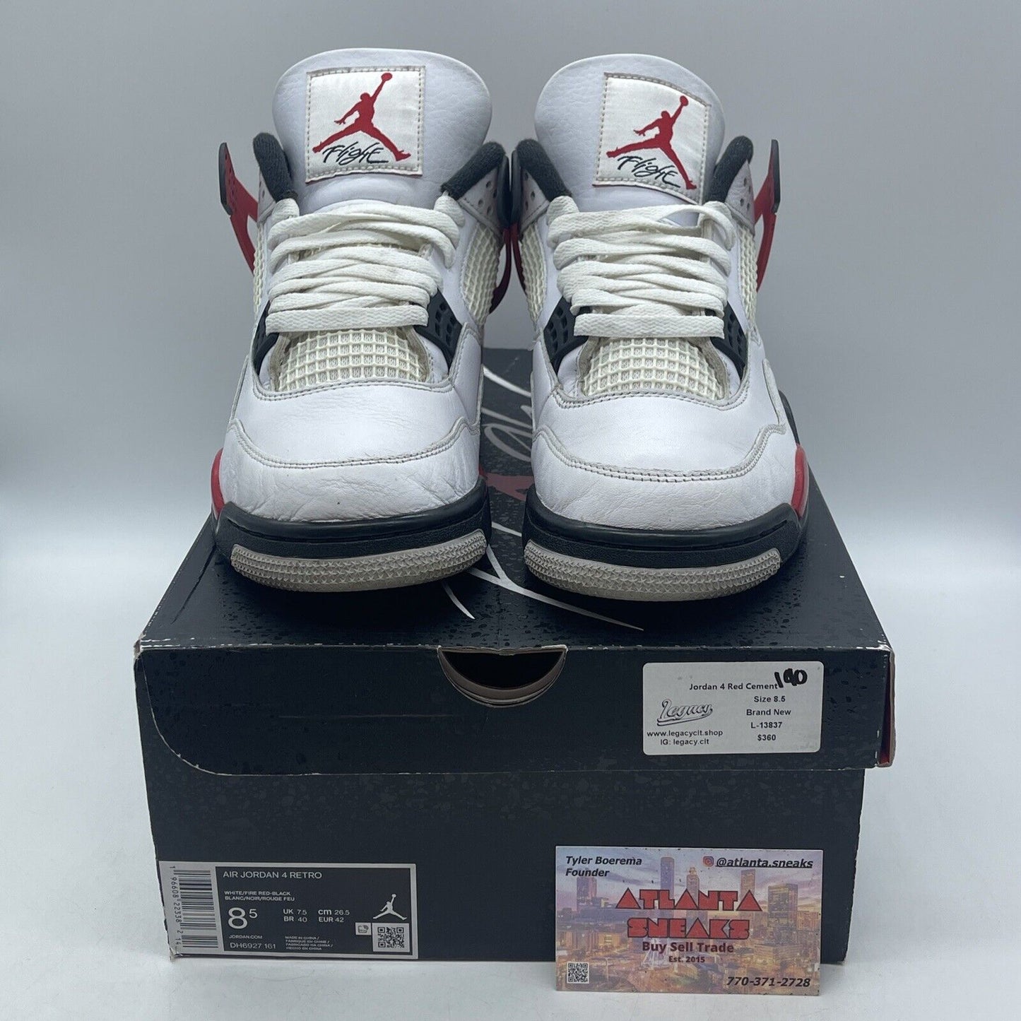 Size 8.5 - Jordan 4 Retro Mid Red Cement Black White Leather (DH6927-161)