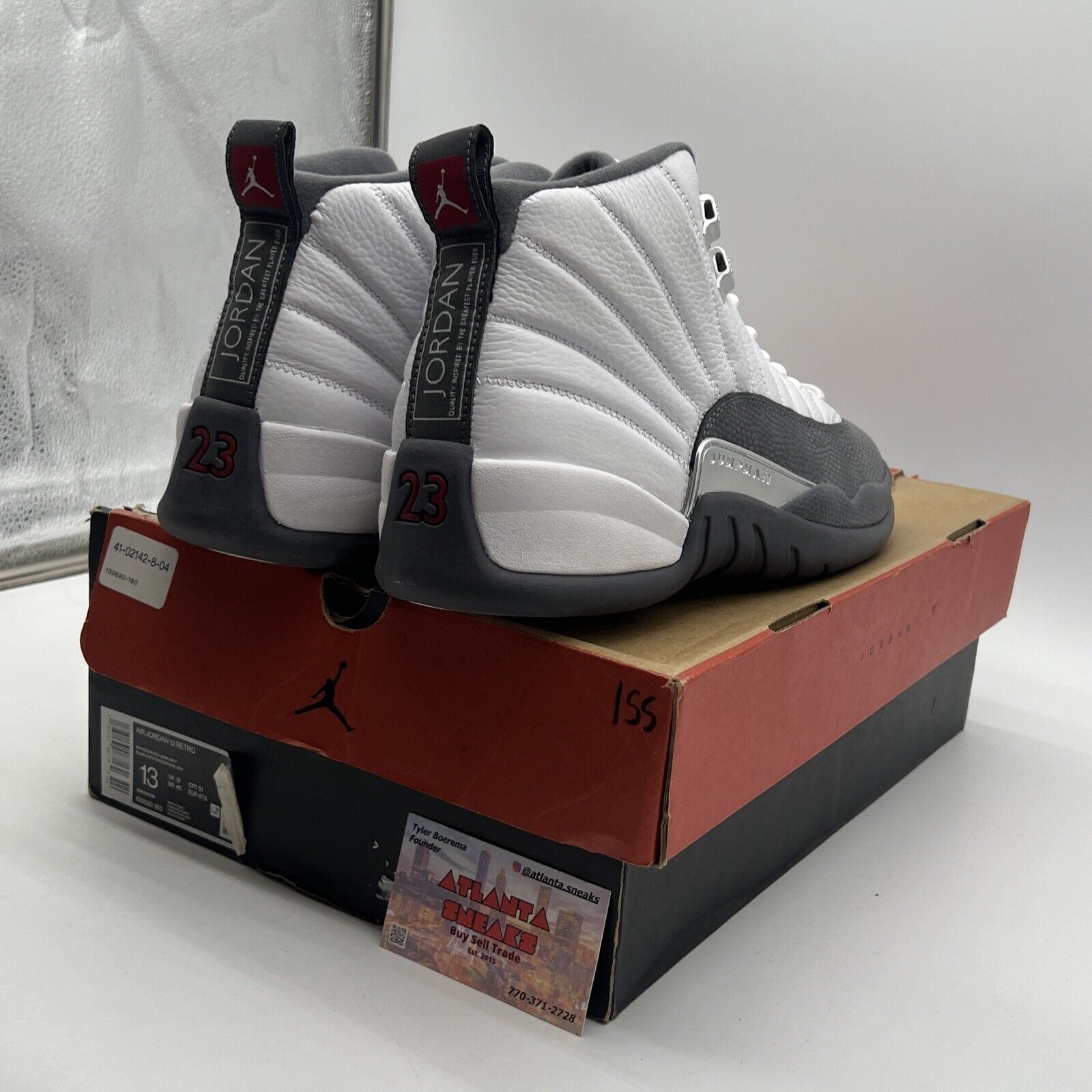 Size 13 - Air Jordan 12 Retro Dark Grey White Leather (130690-160)