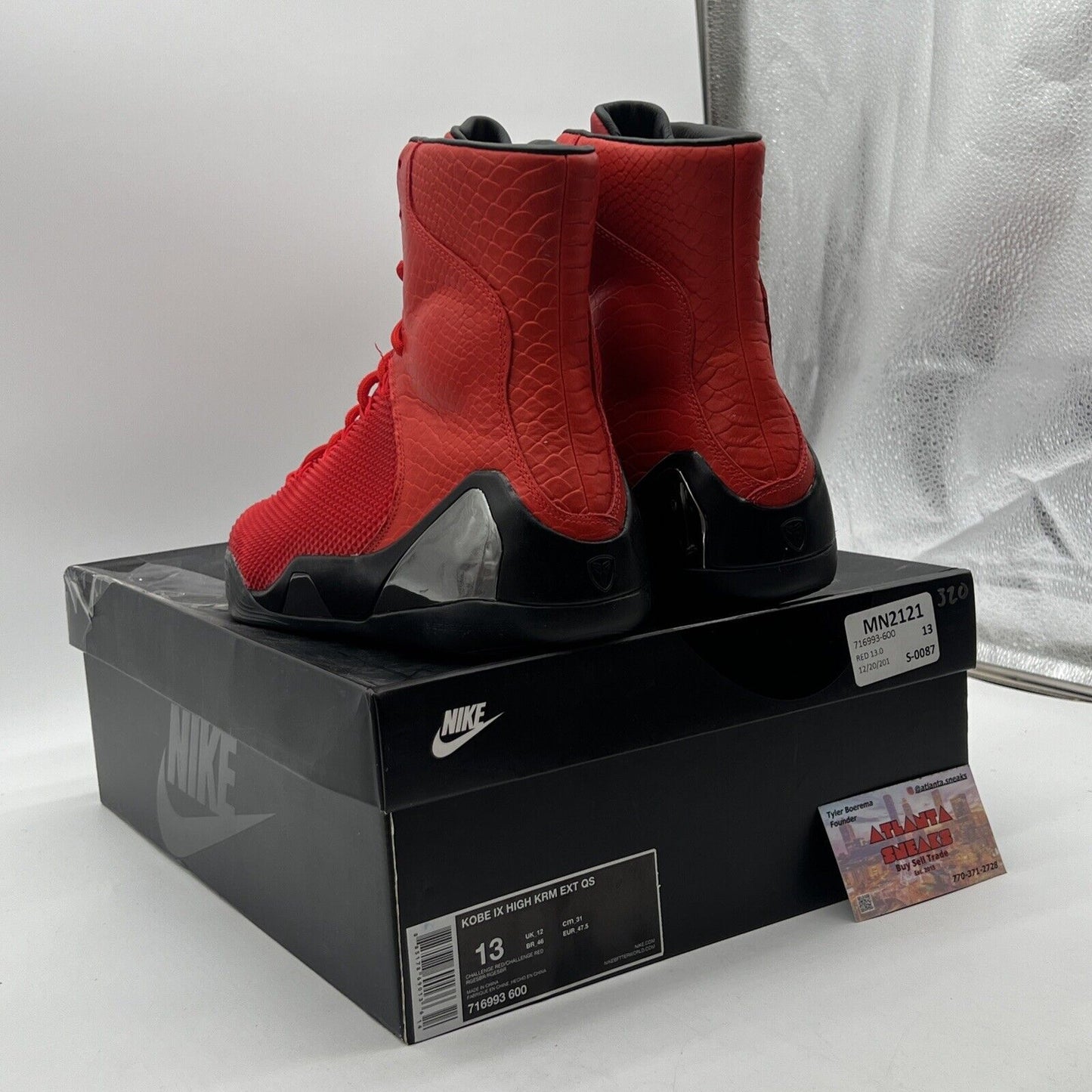 Size 13 - Nike Kobe 9 KRM EXT High Red Mamba Black (716993-600)