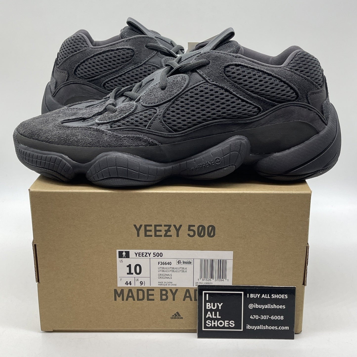 Size 10 - adidas Yeezy 500 Low Utility Black suede (F36640)