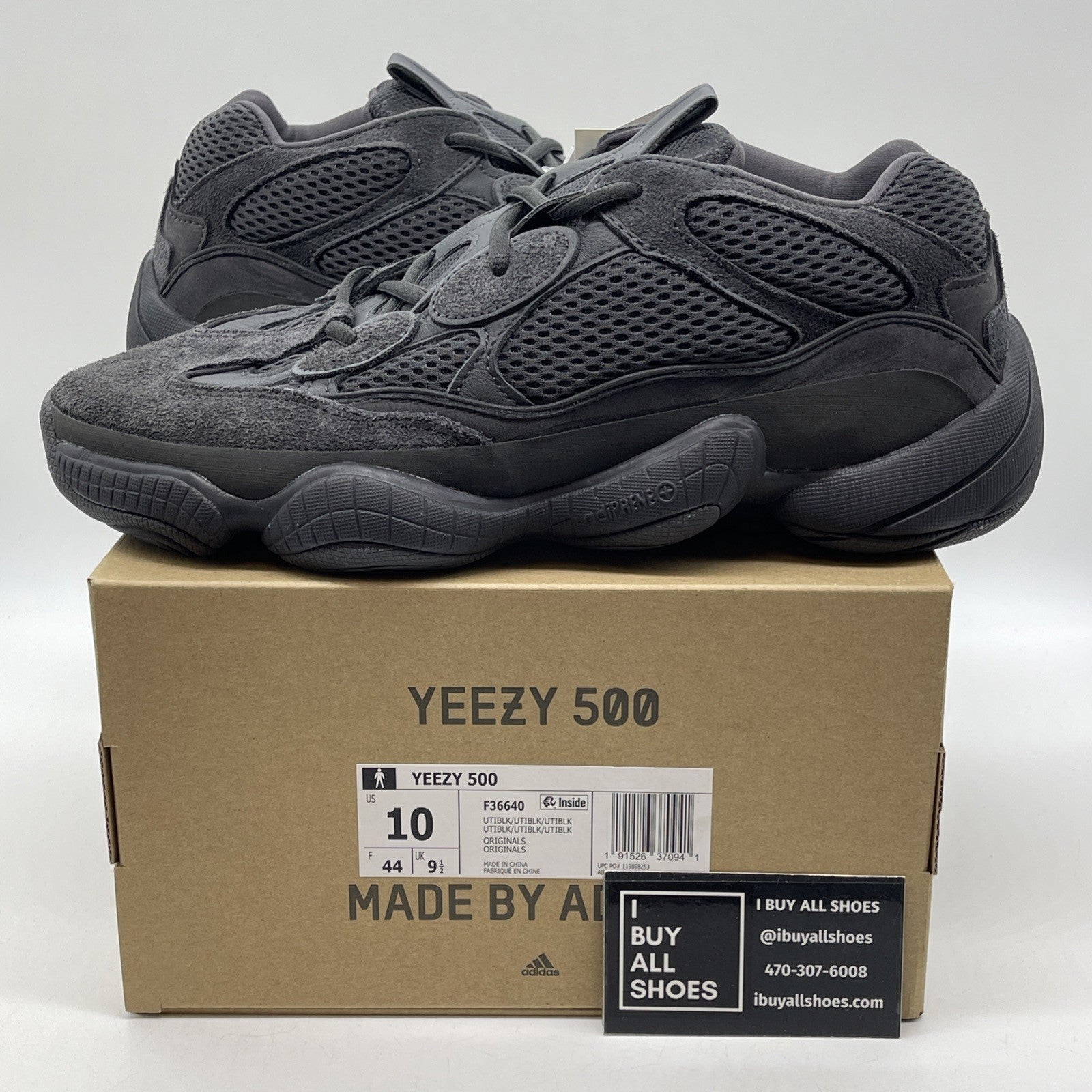 Size 10 - adidas Yeezy 500 Low Utility Black suede (F36640)