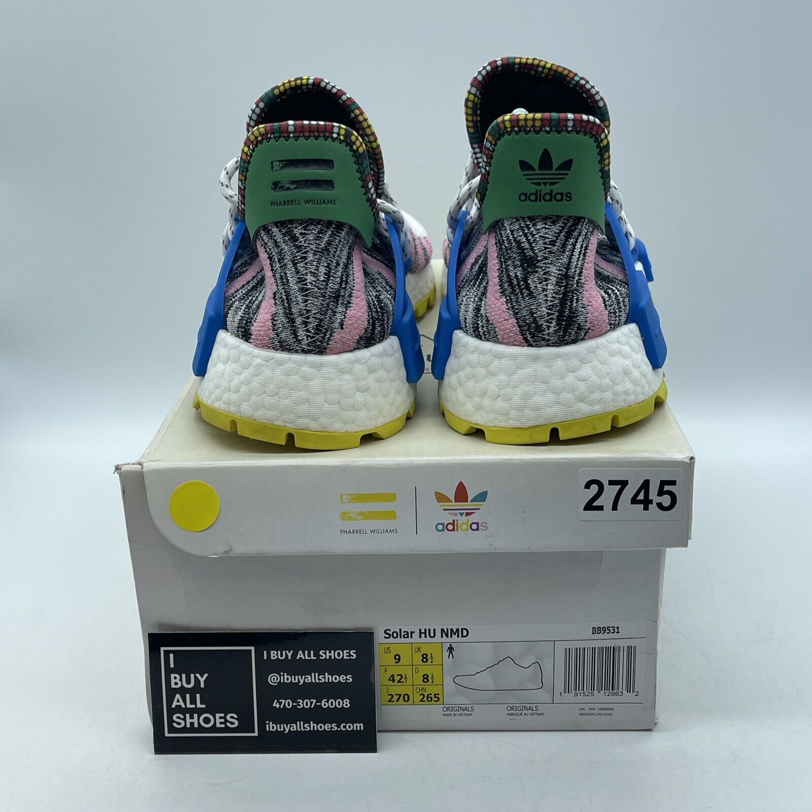 Size 9 - adidas Pharrell x NMD Human Race Trail Solar Pack Suede Blue (BB9531)