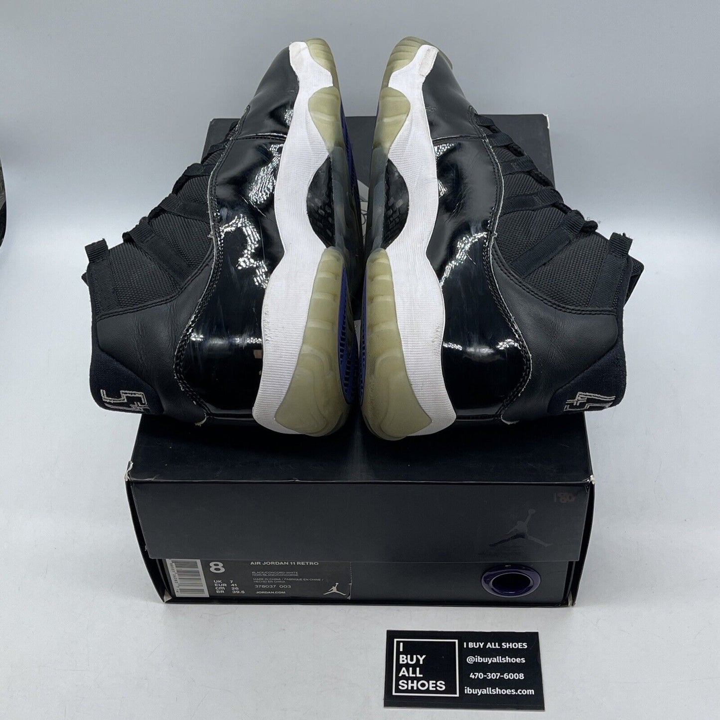 Size 8 - Jordan 11 Retro High Space Jam Black Blue Leather Suede (378037-003)