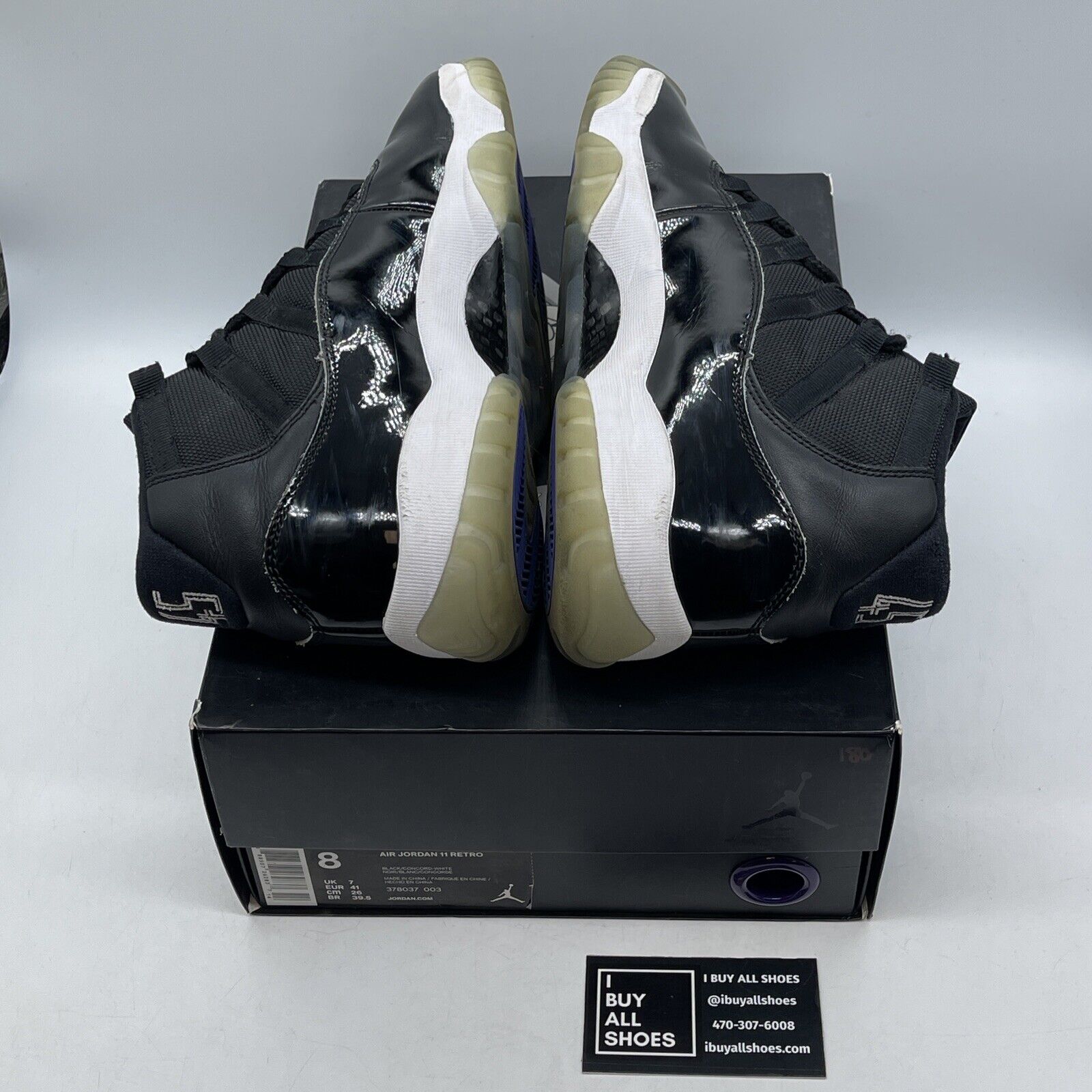 Size 8 - Jordan 11 Retro High Space Jam Black Blue Leather Suede (378037-003)