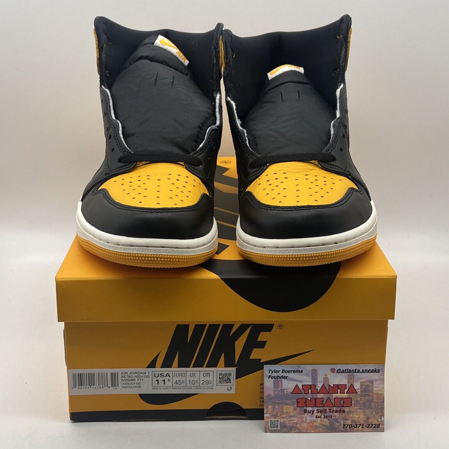 Size 11.5 - Jordan 1 Retro OG High Yellow Toe Black Leather (555088-711)