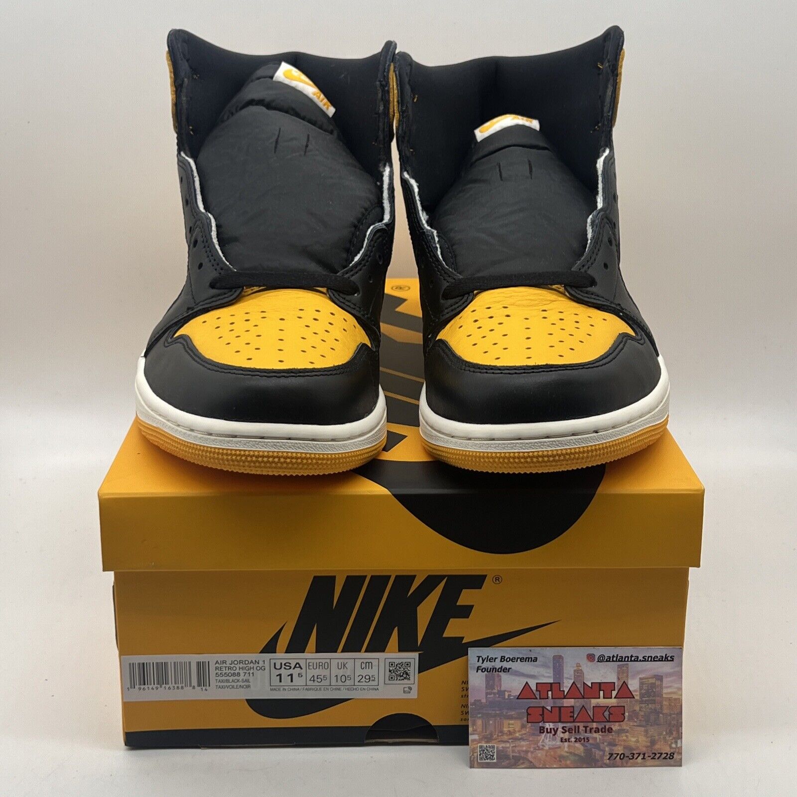 Size 11.5 - Jordan 1 Retro OG High Yellow Toe Black Leather (555088-711)