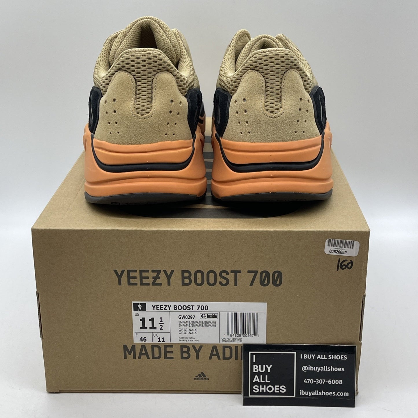 Size 11.5 - adidas Yeezy Boost 700 Enflame Amber Brown Suede Leather (GW0297)