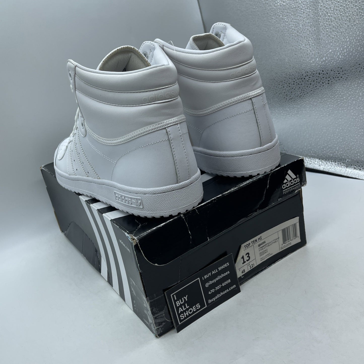 Size 13 - Adidas Top Ten High Triple White (S84596)