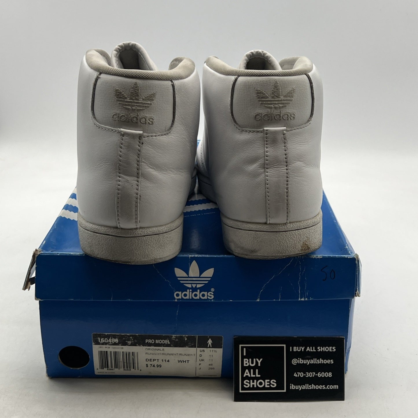 Size 11.5 - Adidas Originals Pro Model Triple White (160486)