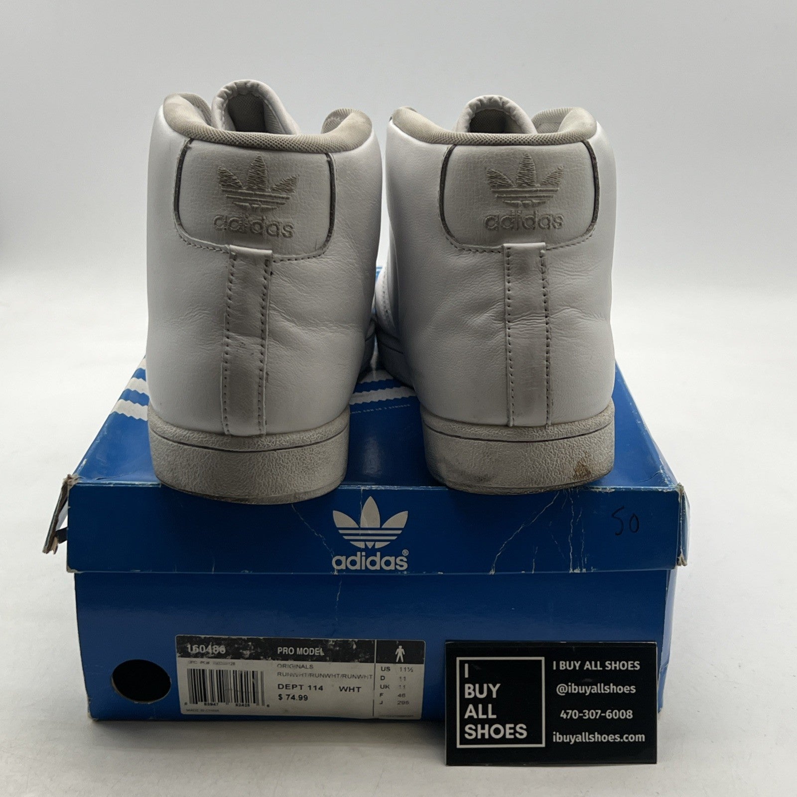 Size 11.5 - Adidas Originals Pro Model Triple White (160486)
