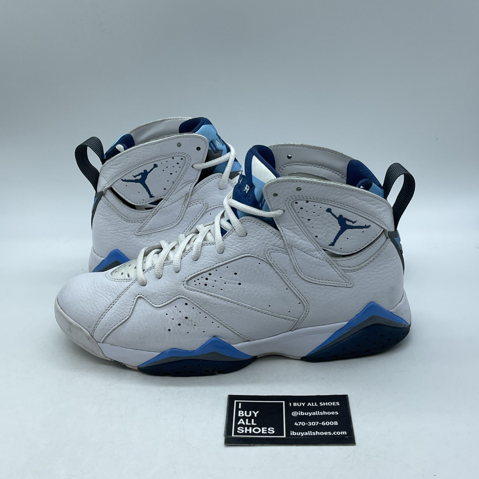 Size 9.5 - Air Jordan 7 Retro 2015 French Blue White Grey Leather (304775-107)