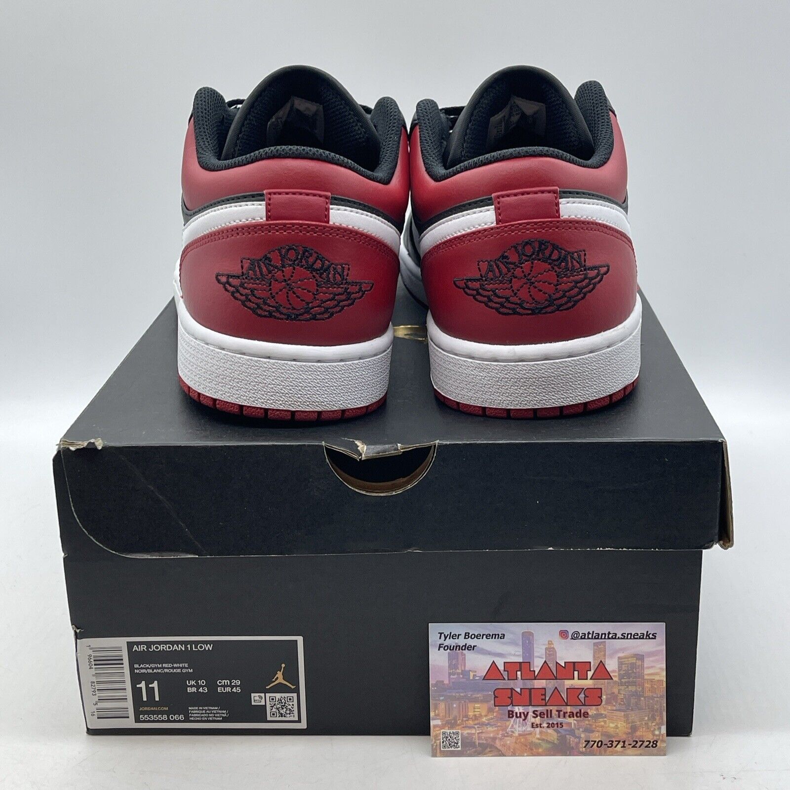 Size 11 - Air Jordan 1 Low Alternate Bred Toe Black White Red (553558-066)
