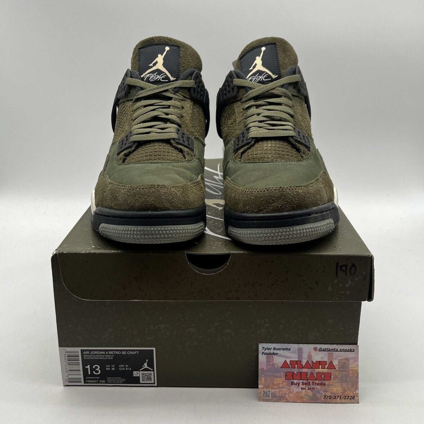 Size 13 - Jordan 4 SE Retro Low Craft - Olive Black White Leather (FB9927-200)