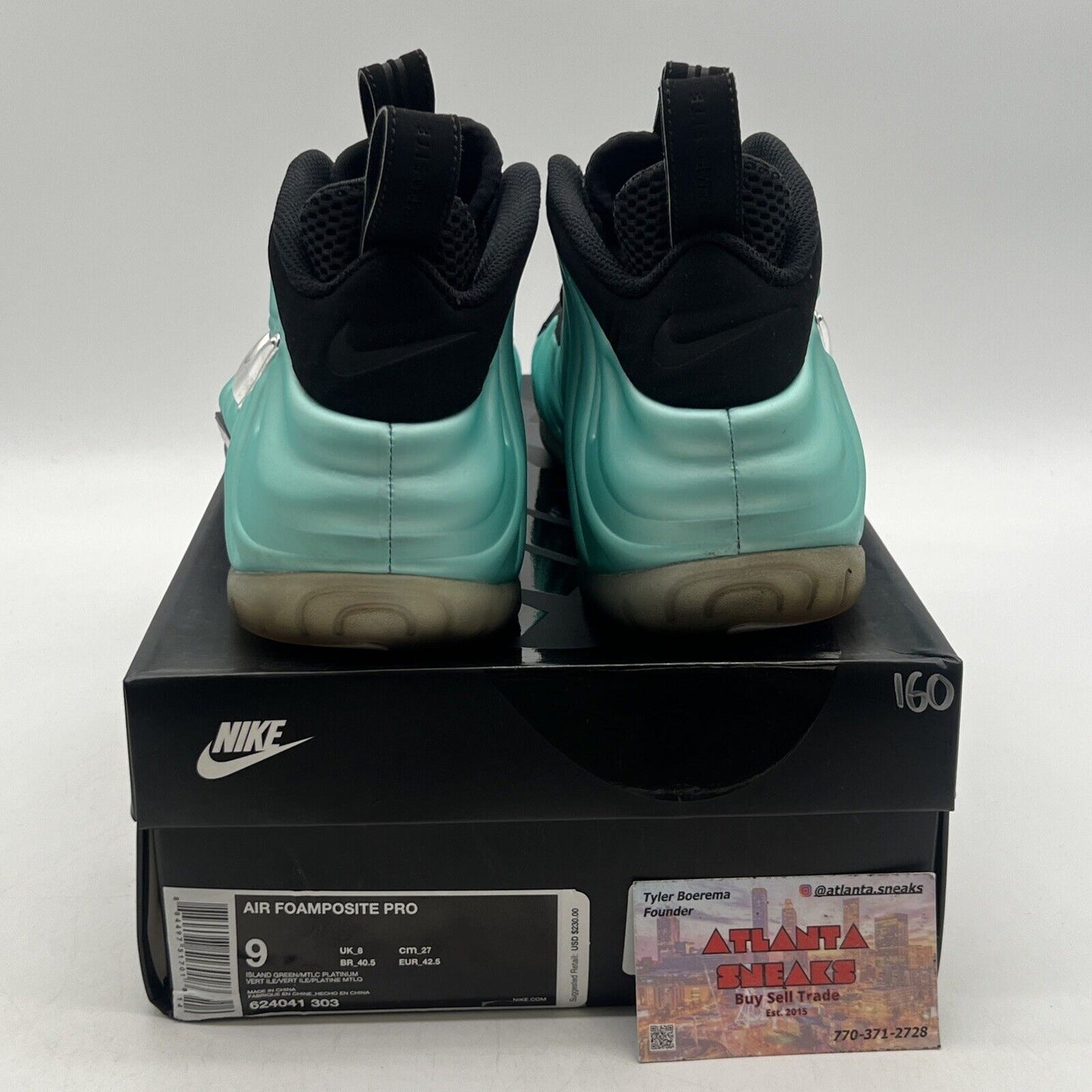 Size 9 - Nike Air Foamposite Pro Island Green Black Aqua (624041-303)