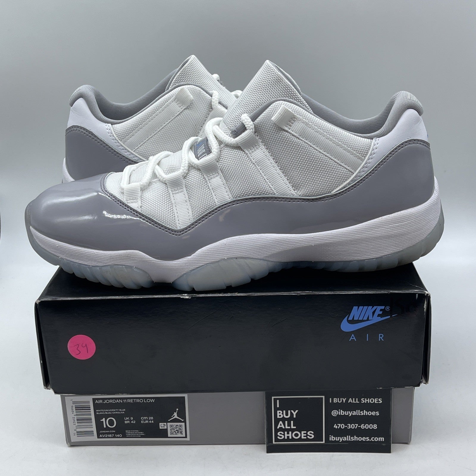 Size 10 - Air Jordan 11 Retro Low Cement Grey White Leather (AV2187-140)