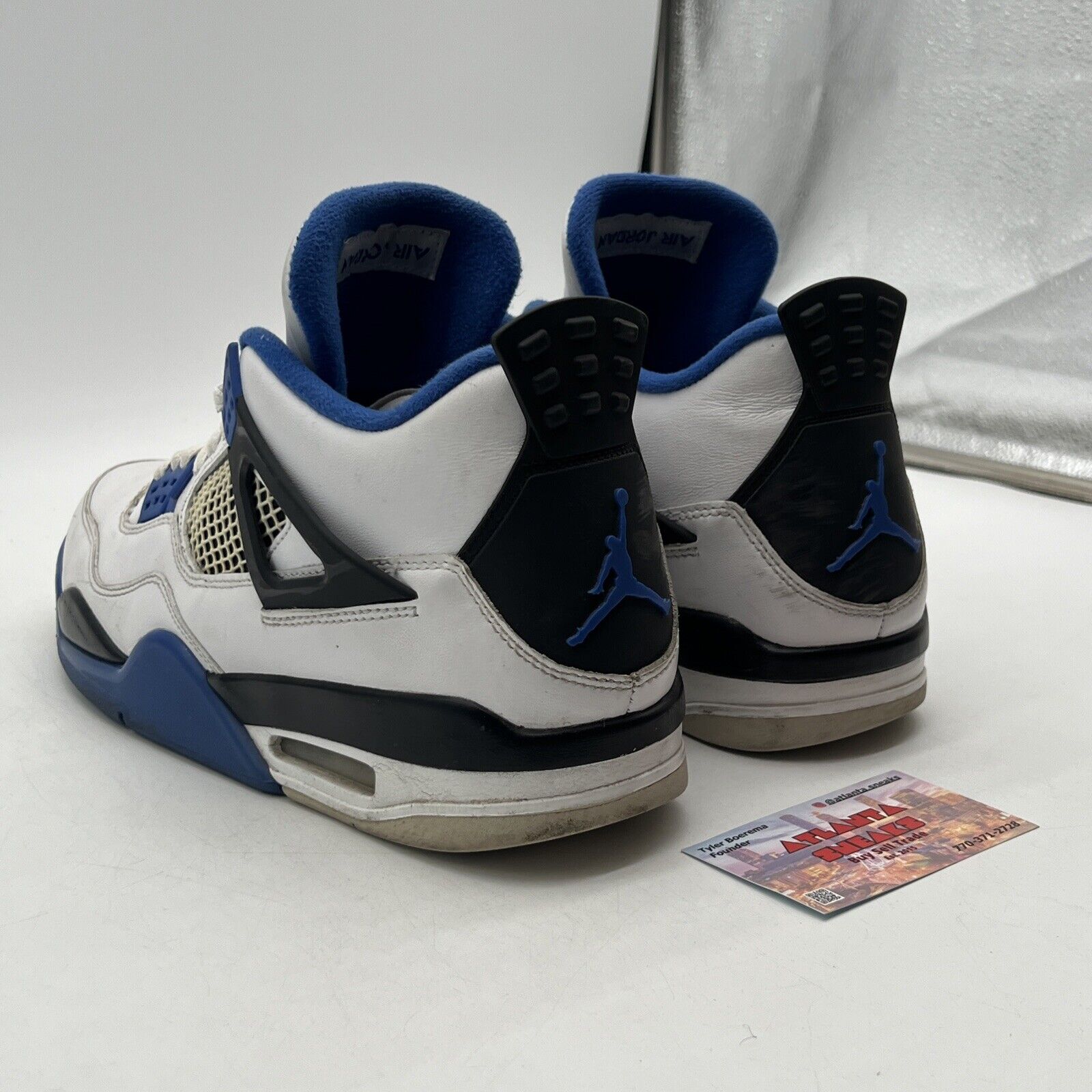 Size 11 - Jordan 4 Retro Mid Motorsports White Black Leather (308497-117)