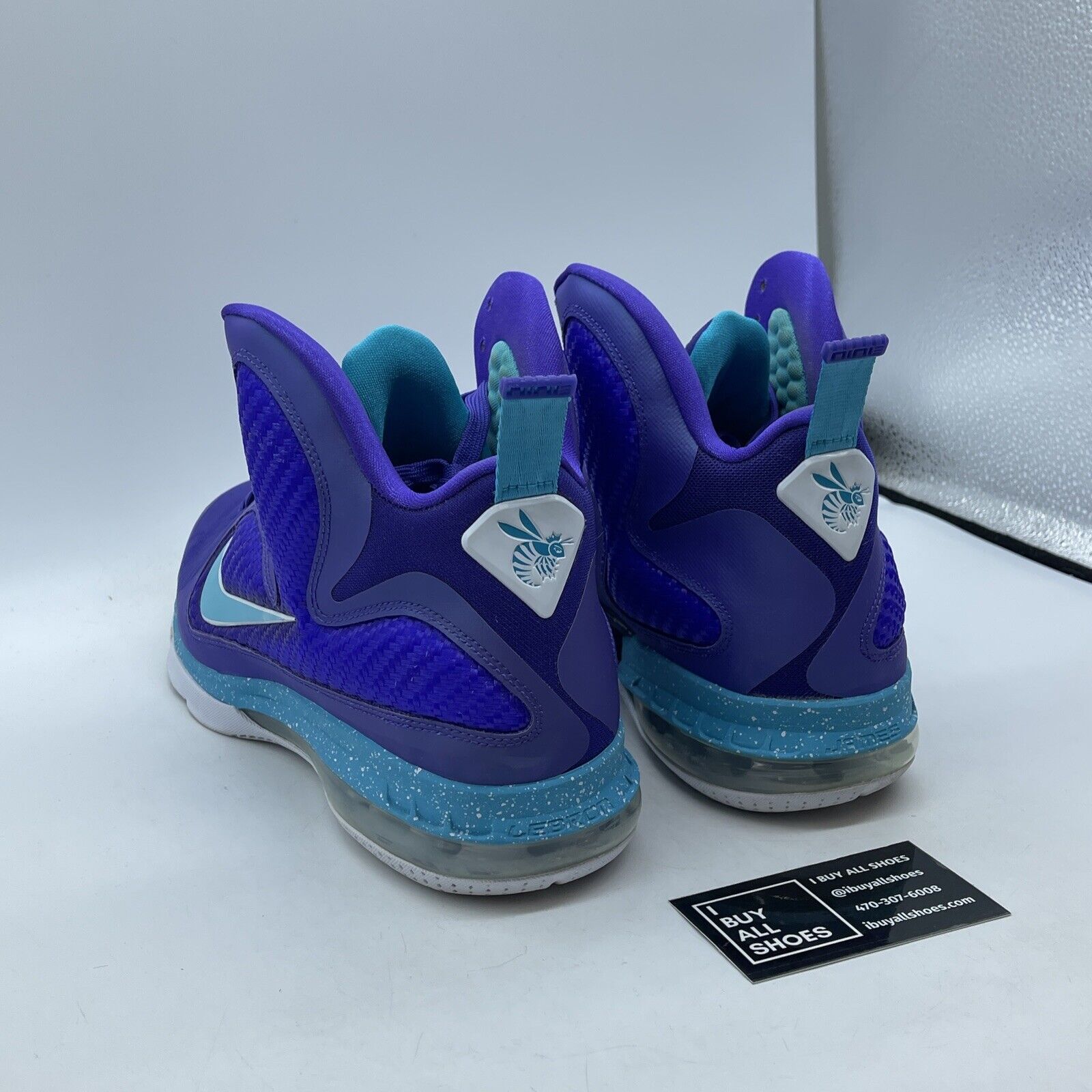 Size 13 - Nike LeBron 9 Summit Lake Hornets Purple Blue White (469764-500)