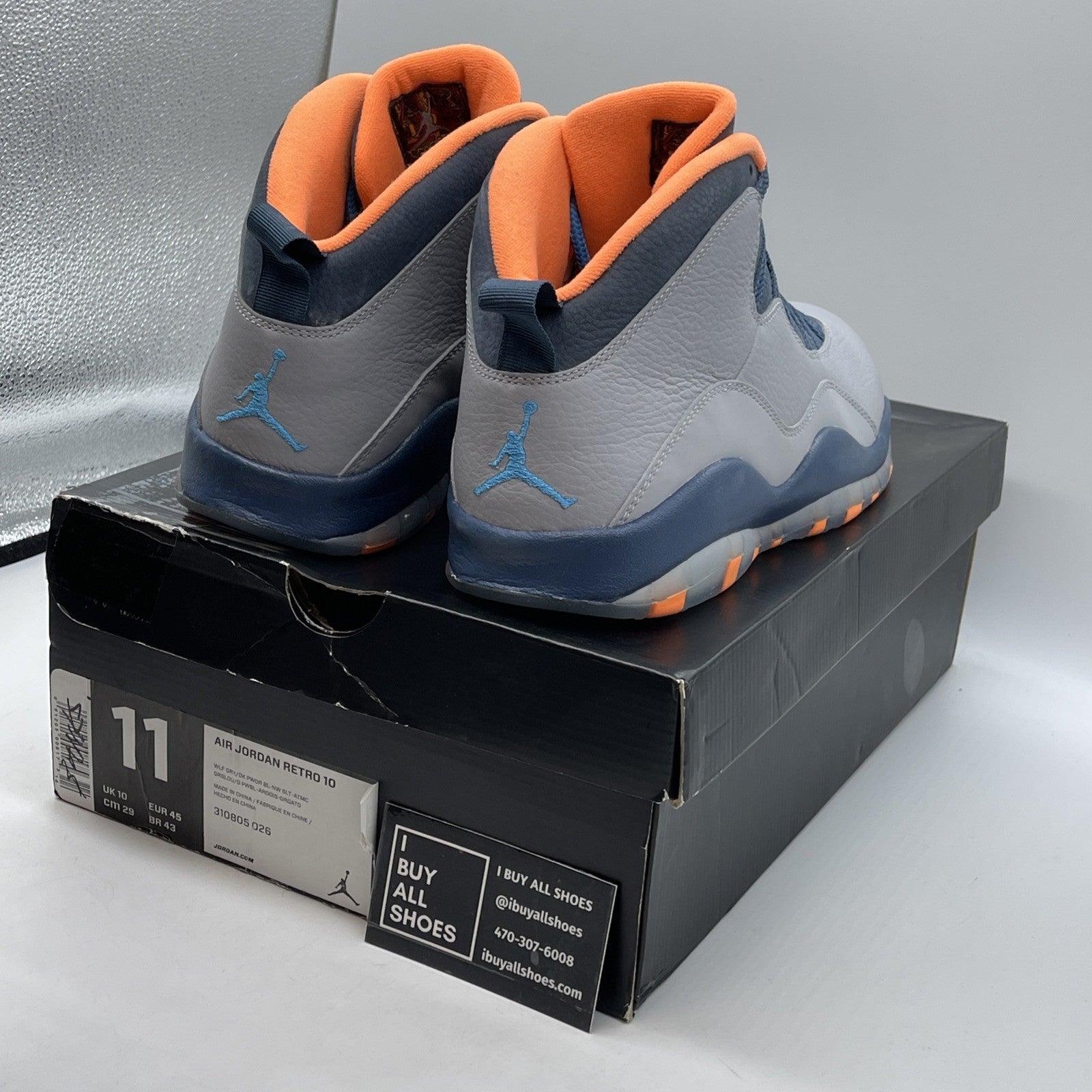 Size 11 - Air Jordan 10 Retro Bobcats Grey Blue Suede Leather (310805-026)