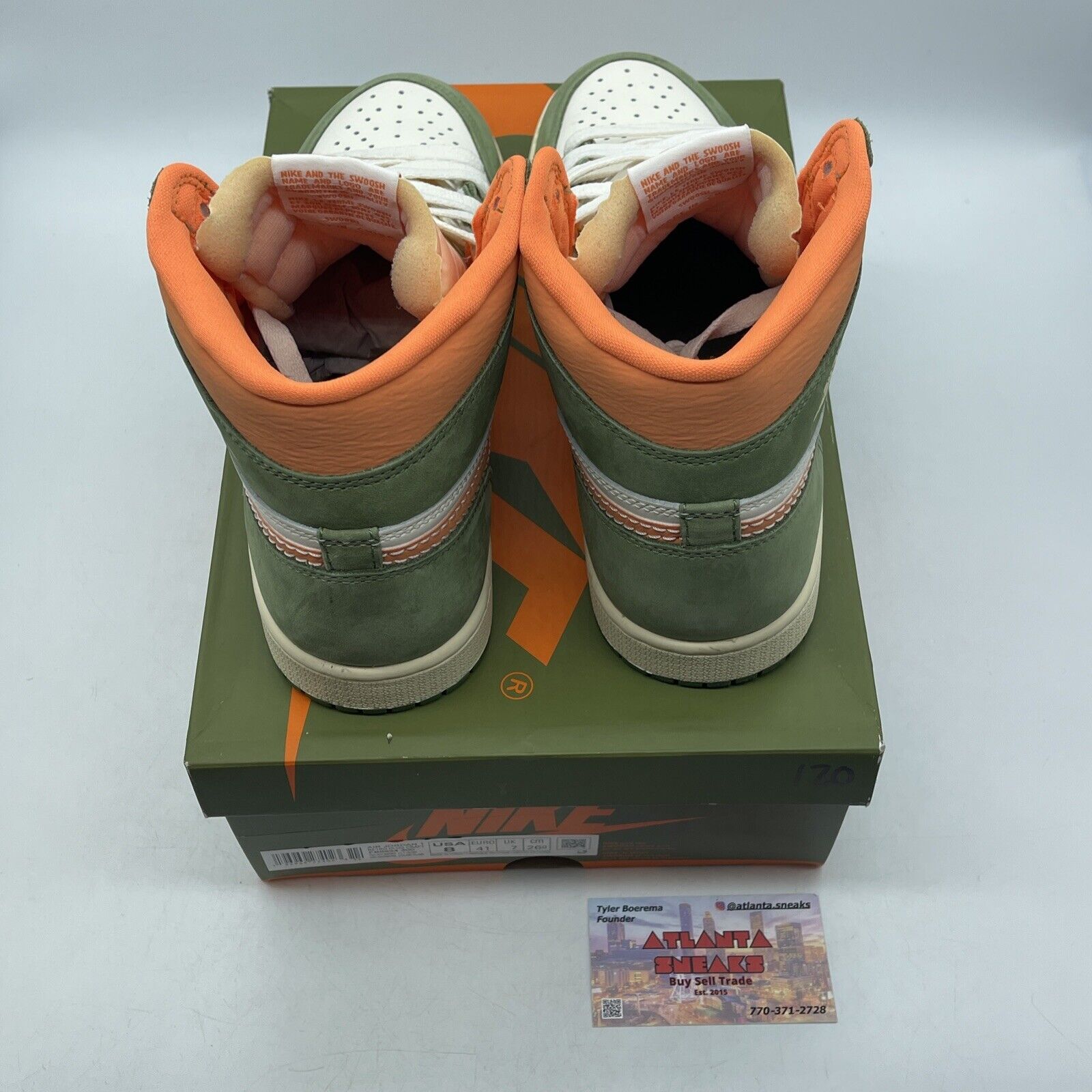 Size 8 - Air Jordan 1 Retro OG Craft High Celadon White Orange (FB9934-300)