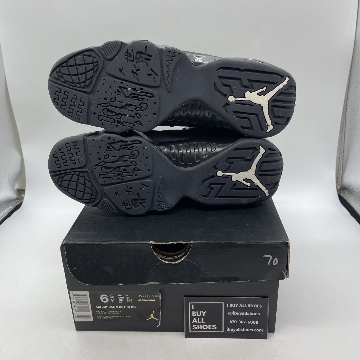 Size 6.5 (GS) - Air Jordan 9 Retro Mid Anthracite 2015 (302359-013)