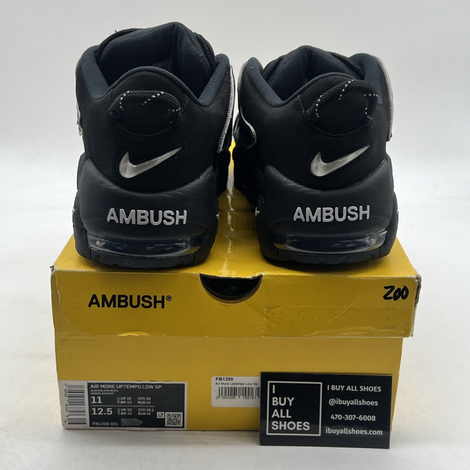 Size 11 - Nike AMBUSH x Air More Uptempo Low Black (FB1299-001)