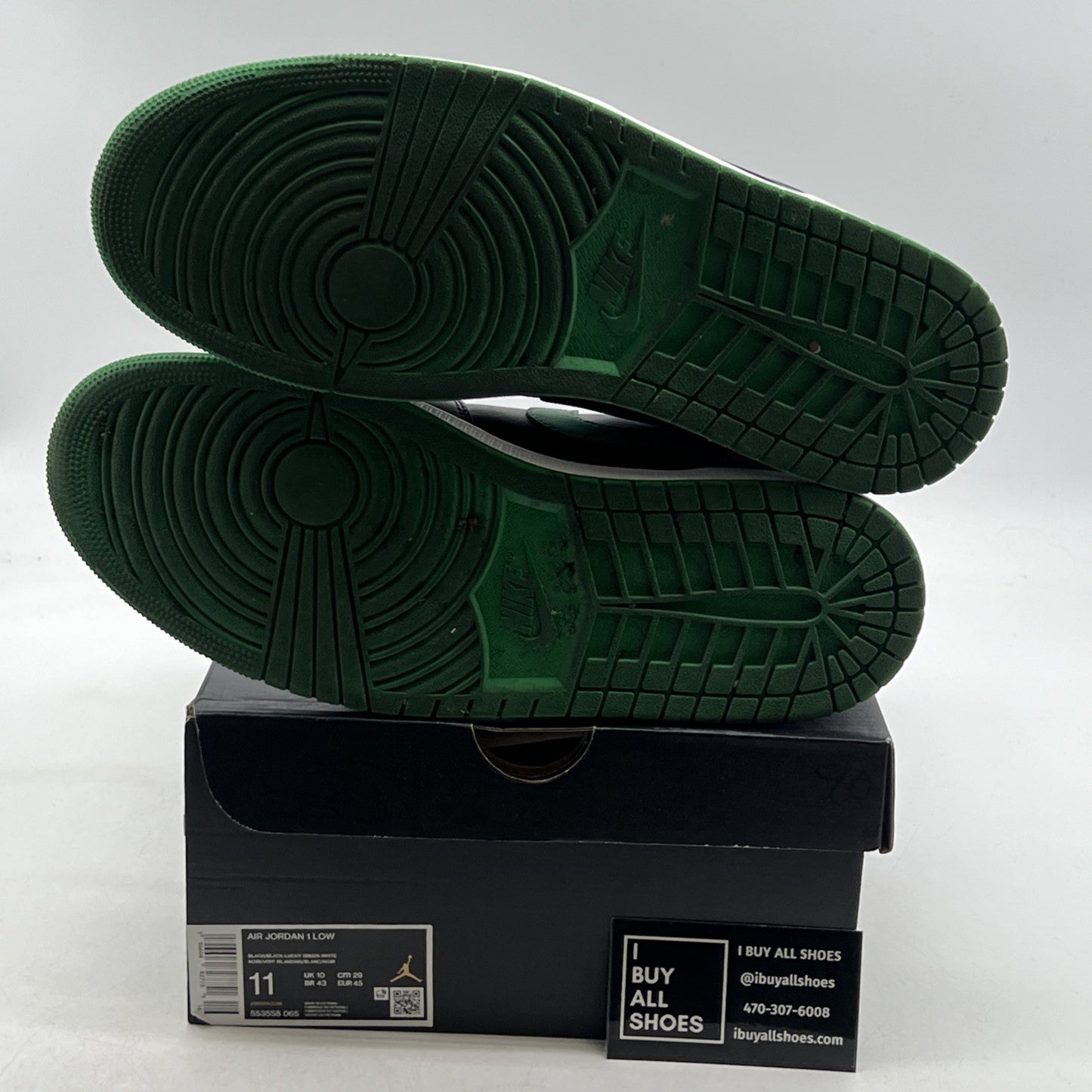 Size 11 - Air Jordan 1 Low Black Lucky Green (553558-065)