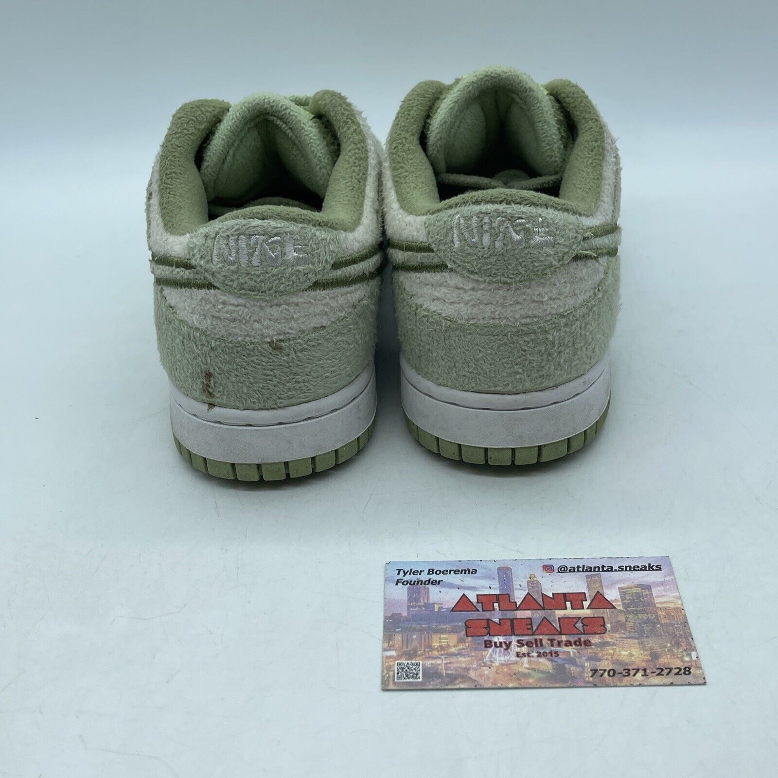 Size 9.5 - Nike Dunk Low SE Fleece - Honeydew  Suede White Green (DQ7579-300)