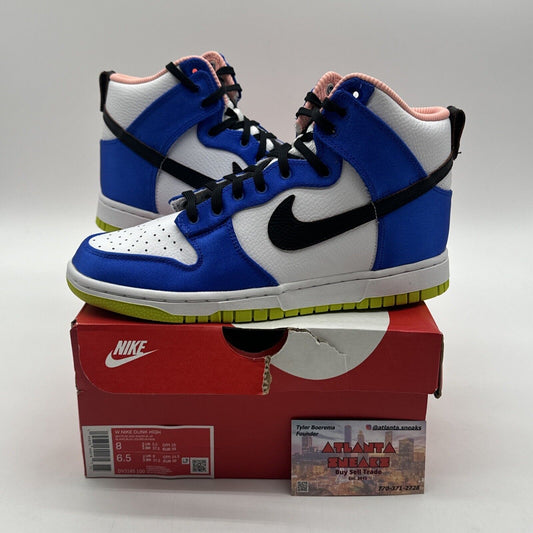 Size 8 - Nike Dunk High Blue Satin Green New Leather