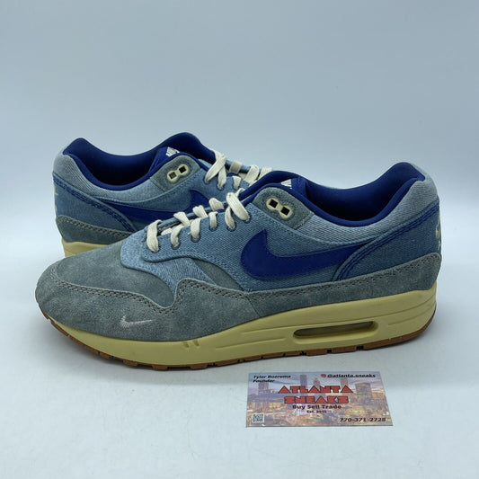 Size 11 - Nike Air Max 1 Premium Dirty Denim 2022 Blue Yellow Suede (DV3050-300)