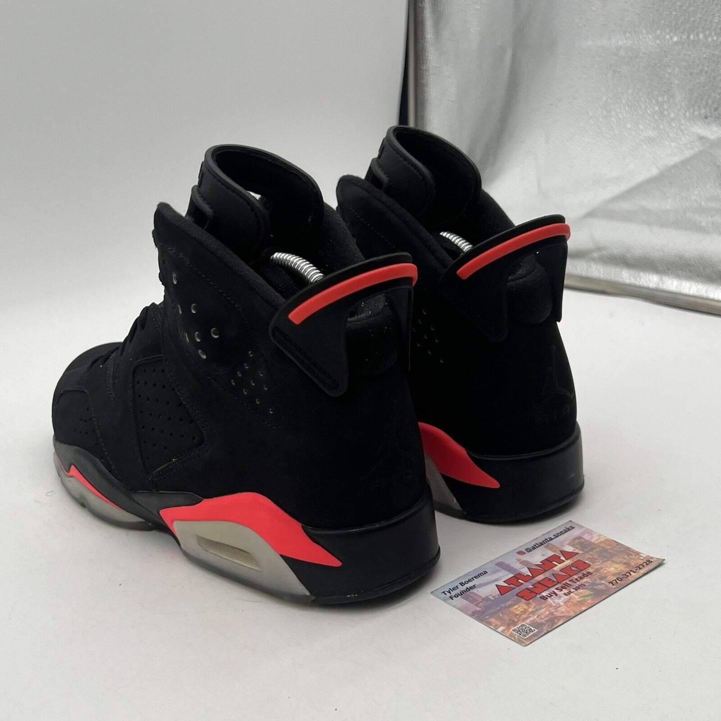 Size 8.5 - Jordan 6 Retro Infrared Black 2014 Black Red Suede (384664-023)