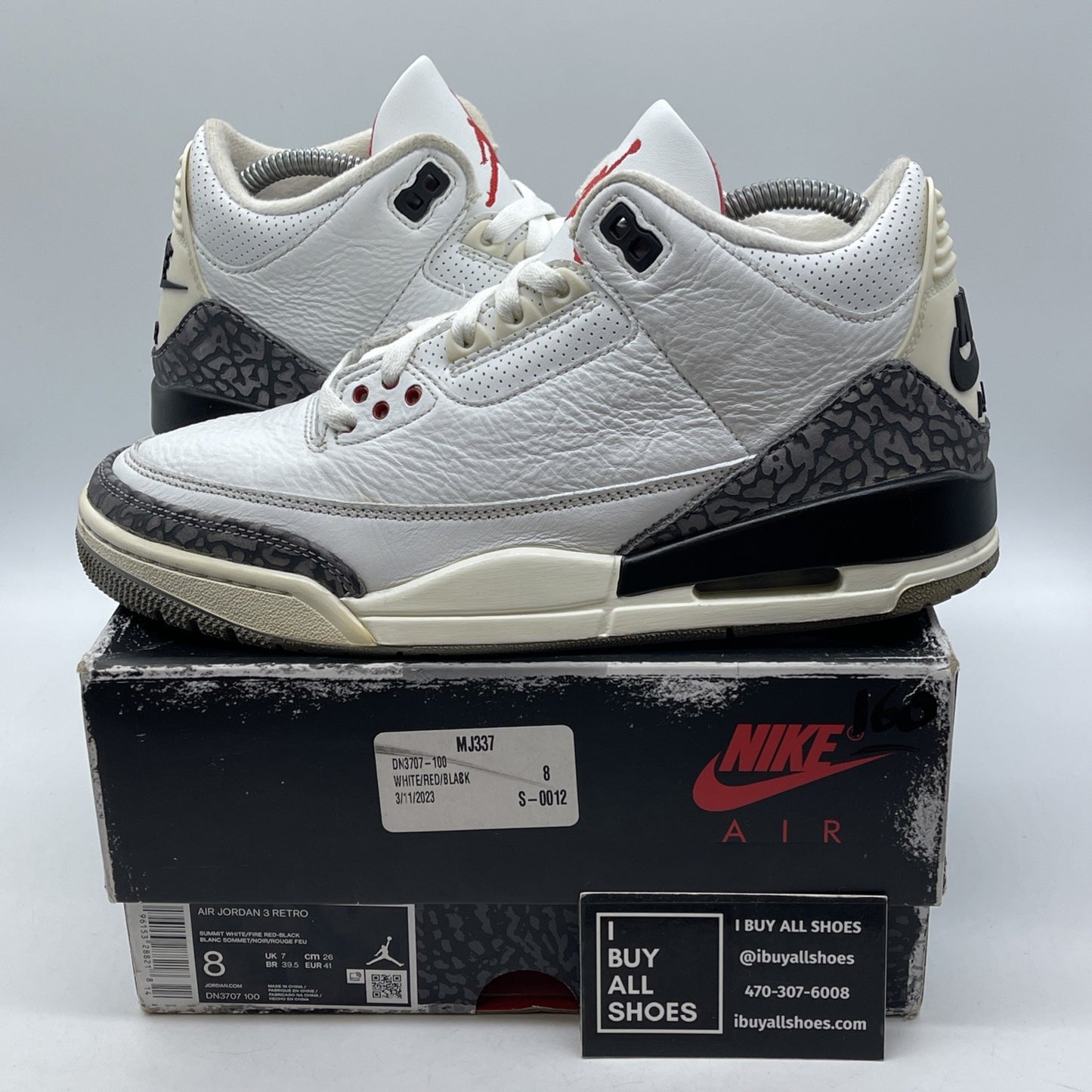 Size 8 - Jordan 3 Retro Mid White Cement Reimagined Grey Suede (DN3707-100)