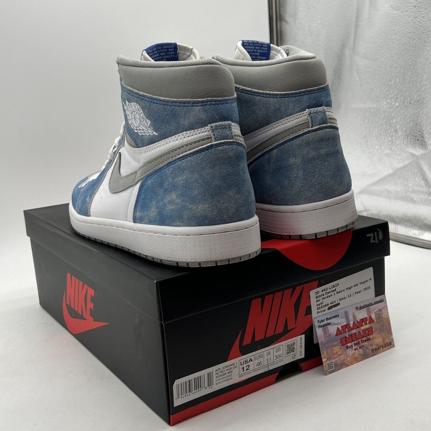 Size 12 - Jordan 1 Retro OG High Hyper Royal White Leather (555088-402)