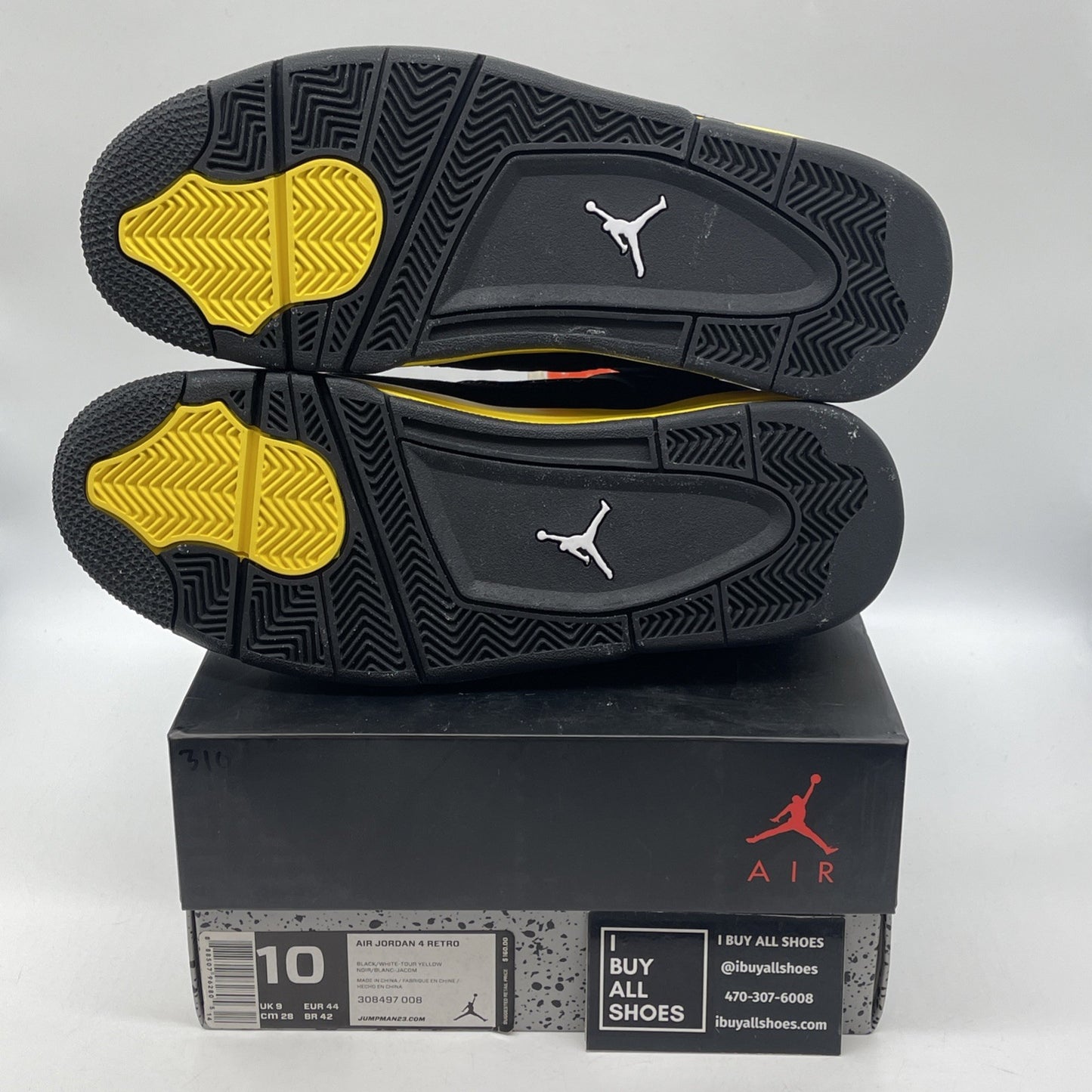 Size 10 - Jordan 4 Retro Low Thunder Black Yellow White Suede (308497-008)