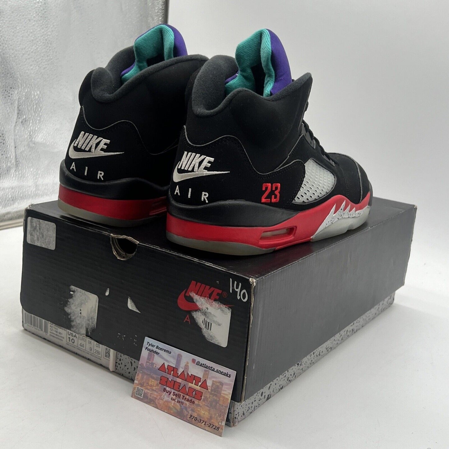 Size 10 - Jordan 5 Retro Top 3 Black 2020 Black Red Purple Aqua (CZ1786-001)