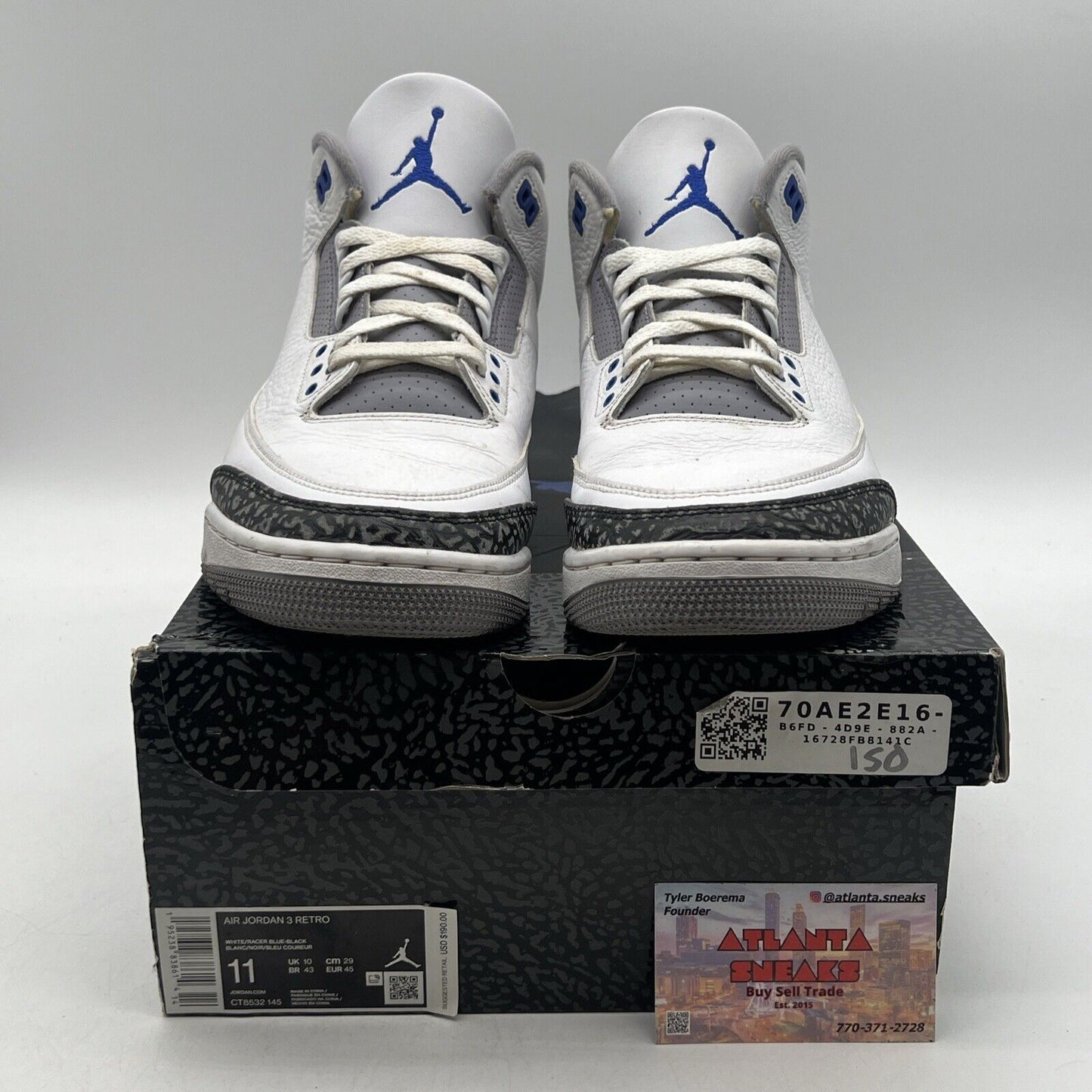 Size 11 - Jordan 3 Retro Mid Racer Blue White Black Leather Grey (CT8532-145)
