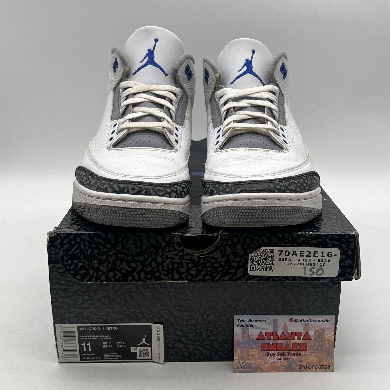 Size 11 - Jordan 3 Retro Mid Racer Blue White Black Leather Grey (CT8532-145)