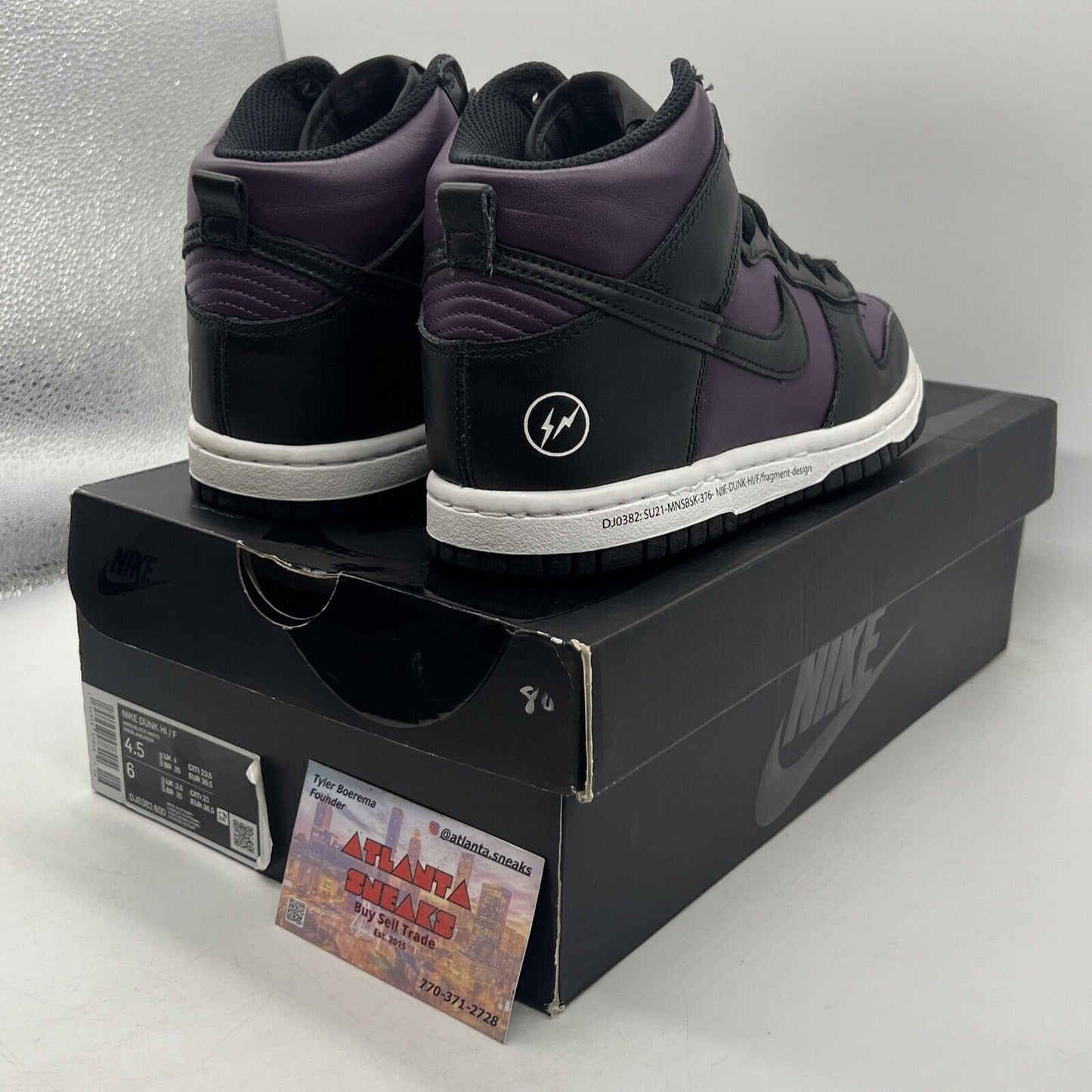 Size 4.5 - Nike Fragment Design x Dunk High Beijing Black White  (DJ0382-600)