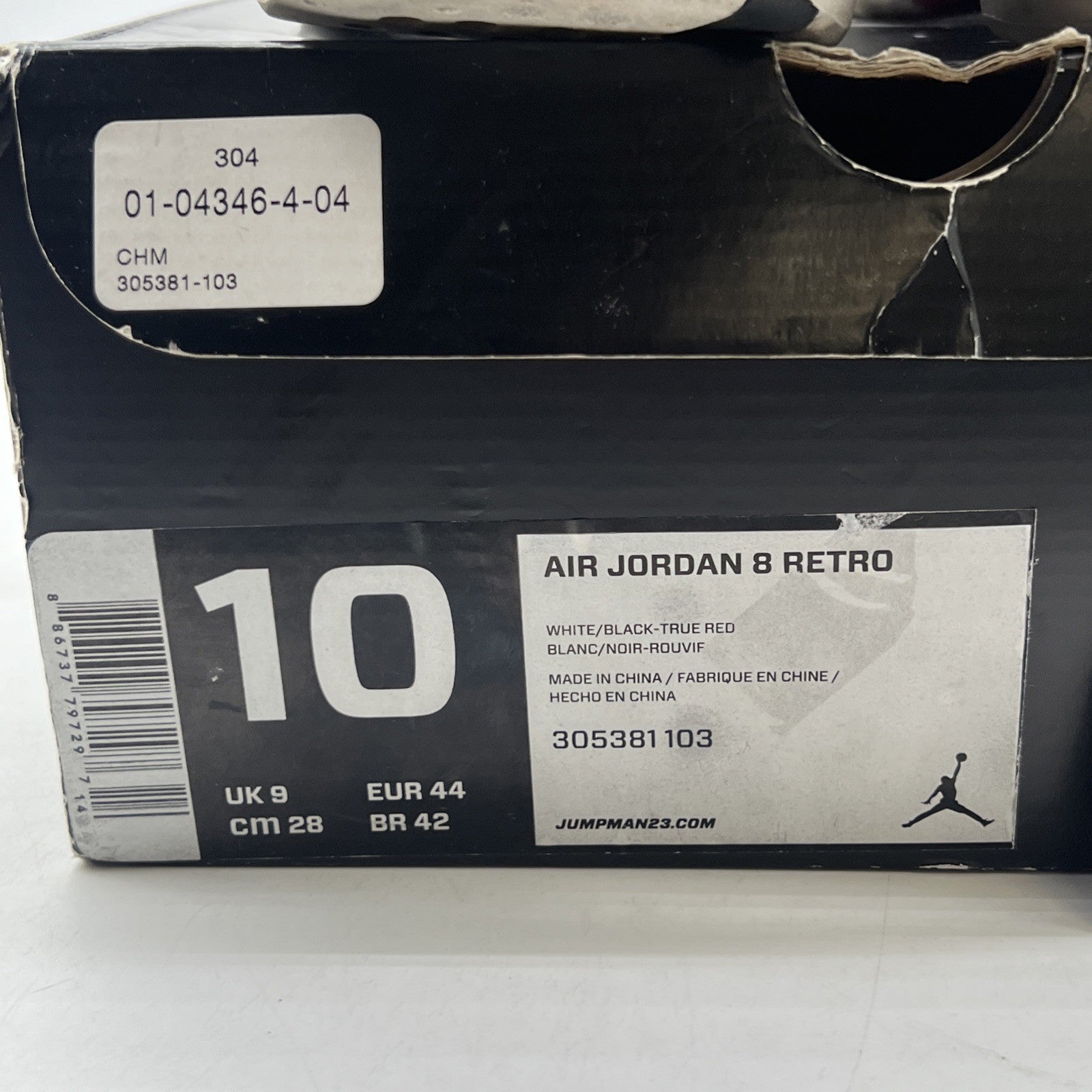 Size 10 - Air Jordan 8 Retro White 2013 (305381-103)