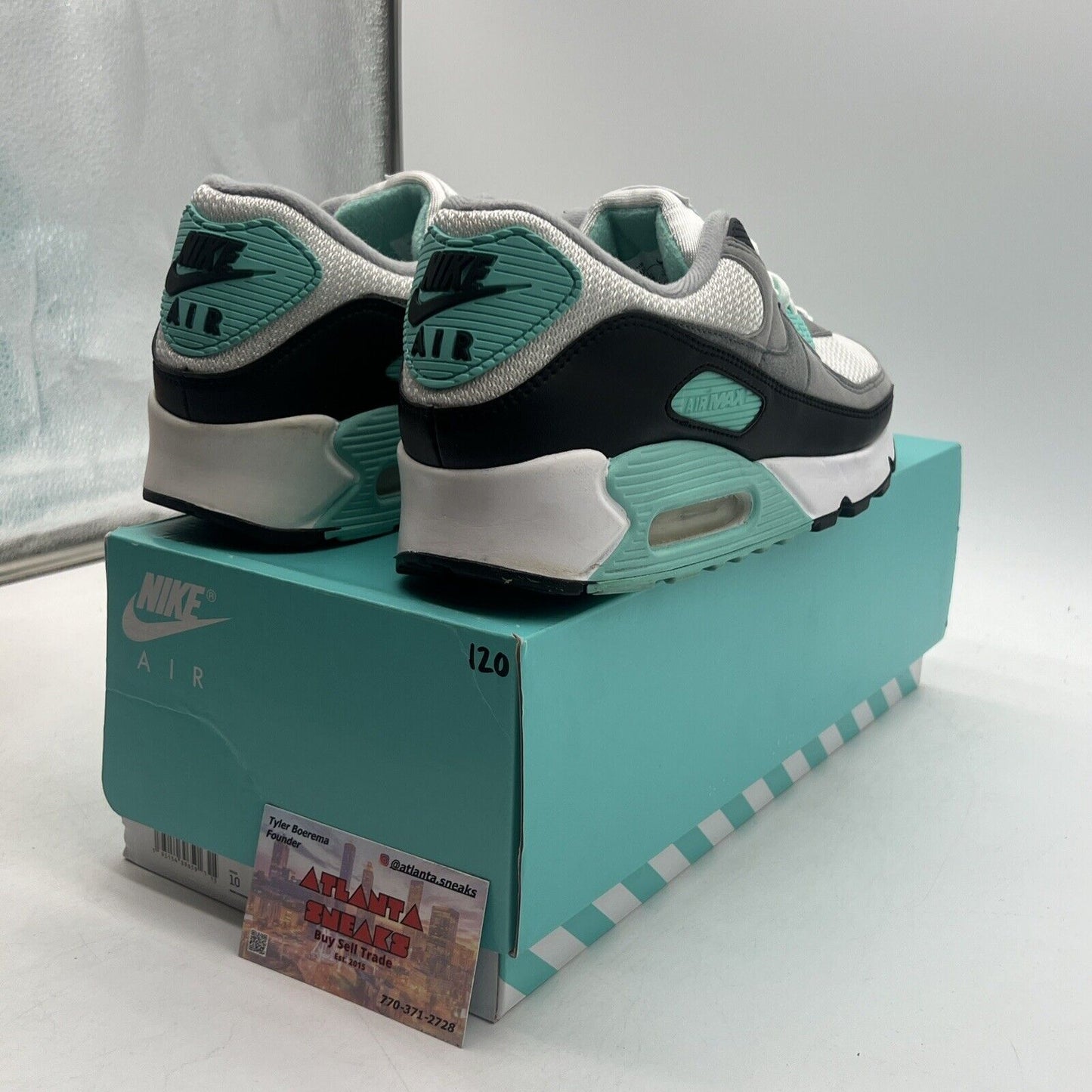 Size 10 - Nike Air Max 90 Hyper Turquoise Grey Black White (CD0881-100)